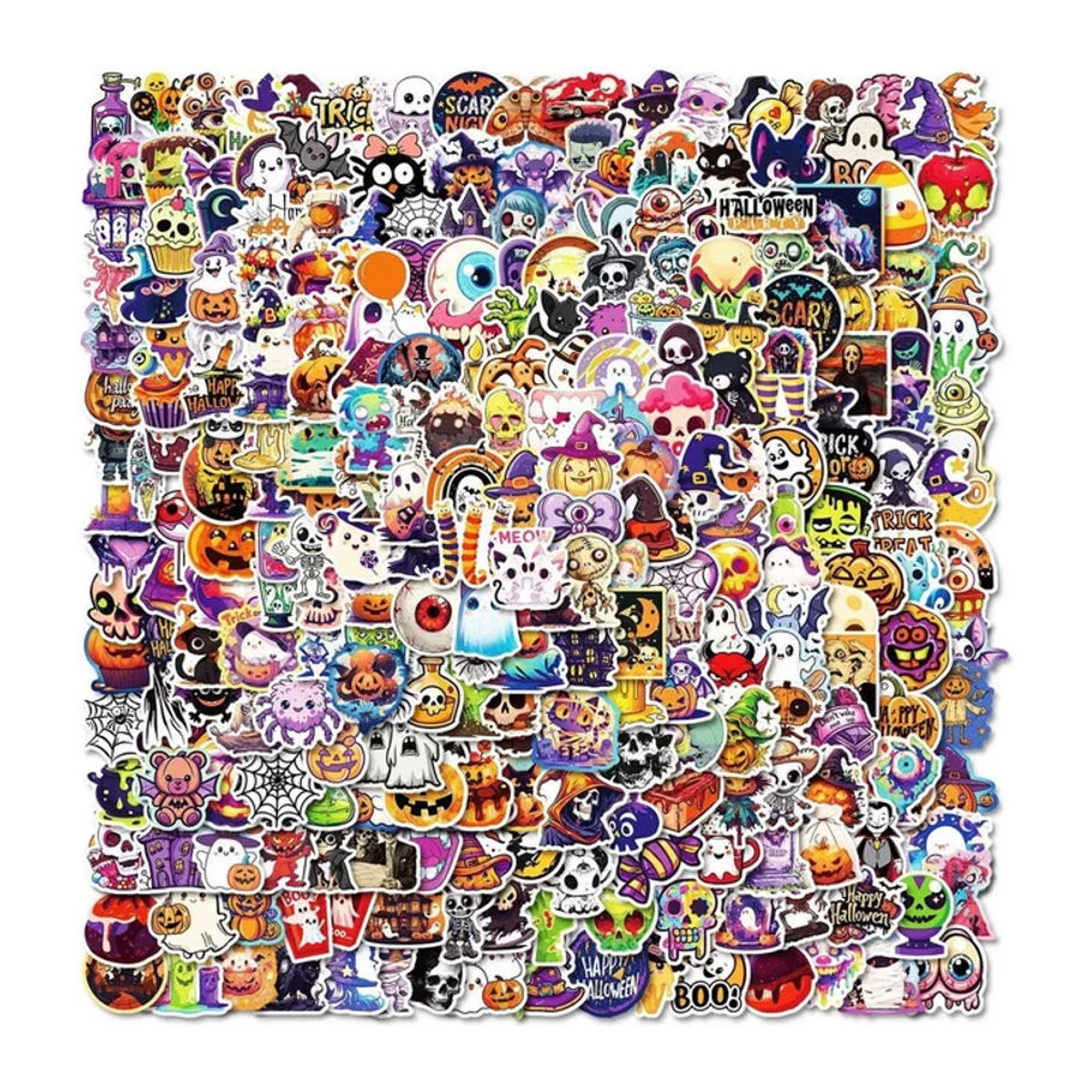 50 Stück Halloween-Graffiti-Aufkleber mit Sensenmann, Kürbis- und Totenkopf-Designs in Mehrfarbig von Anime Worlds Store - Bild 1