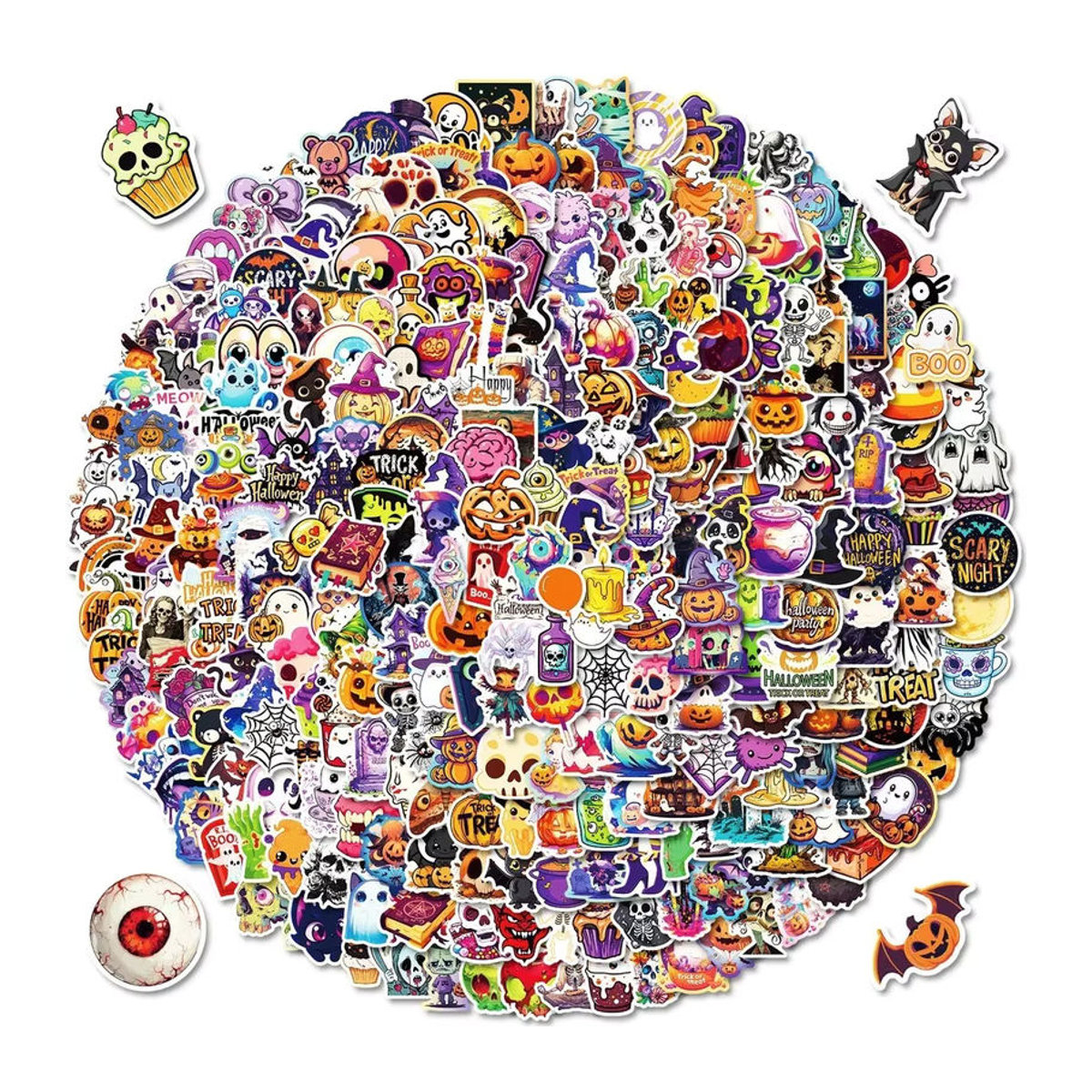 50 Stück Halloween-Graffiti-Aufkleber mit Sensenmann, Kürbis- und Totenkopf-Designs in Mehrfarbig von Anime Worlds Store - Bild 2