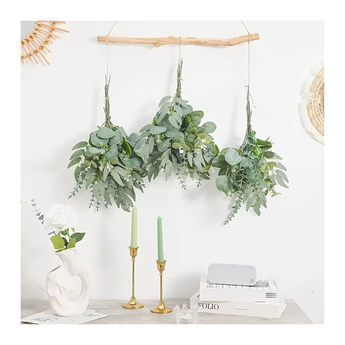 50 Stück künstliche Blumensträuße mit Eukalyptusblättern und Weide in Silber und Grün für deine Hochzeits- und Heimdekoration - Bild 4