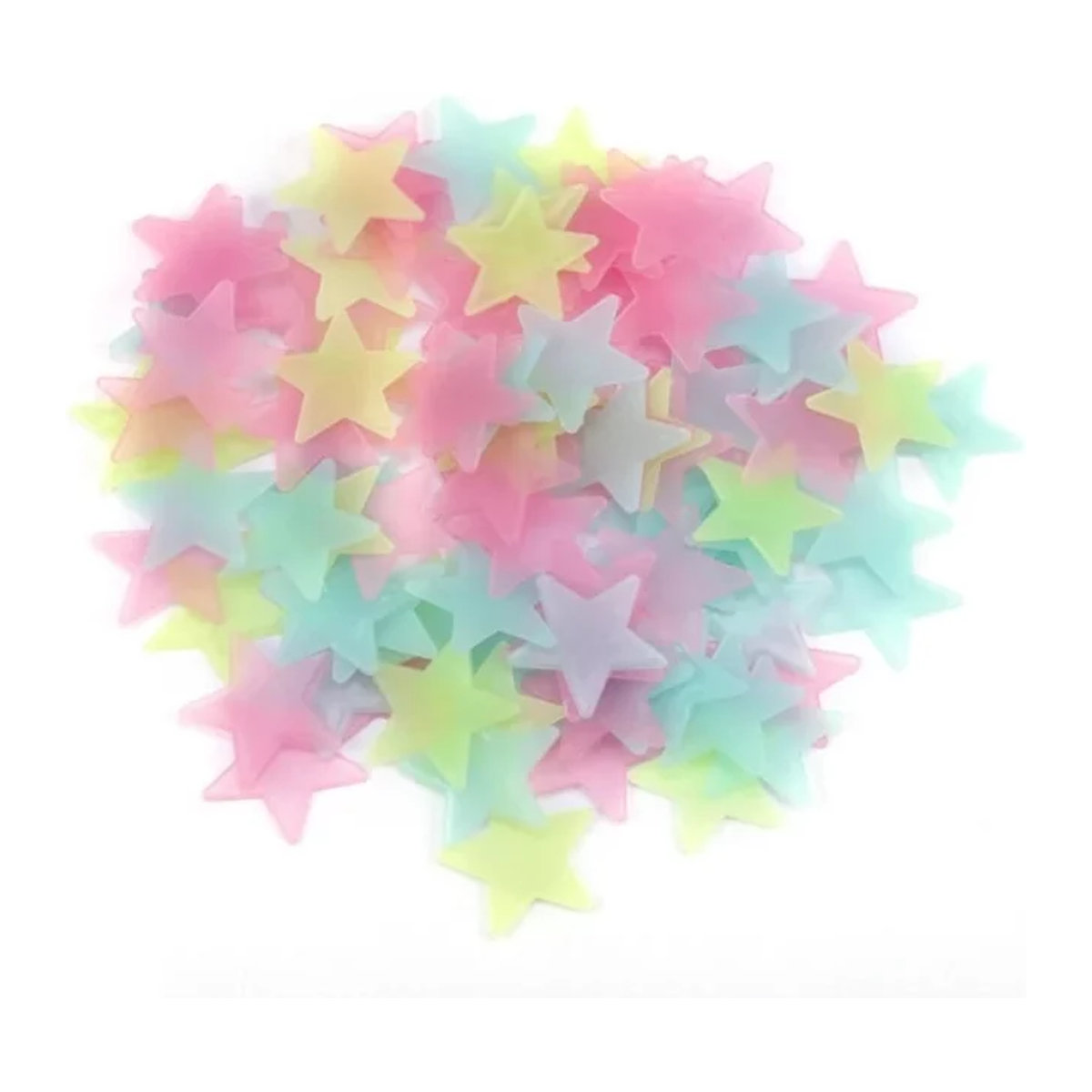 50 Stück leuchtende 3D-Sterne als fluoreszierende Wandaufkleber in Mehrfarbig für Kinderzimmer und Schlafzimmer aus Kunststoff - Bild 1