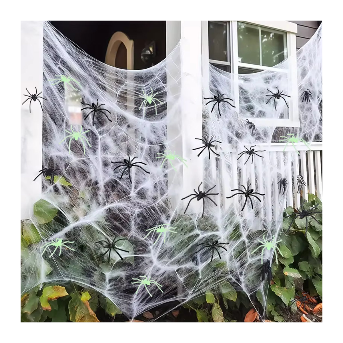 50 Stück Leuchtende Halloween Spinnen aus Kunststoff von ZQCXLD in Schwarz und Grün für DIY Party Dekoration und Horror Requisiten - Bild 4