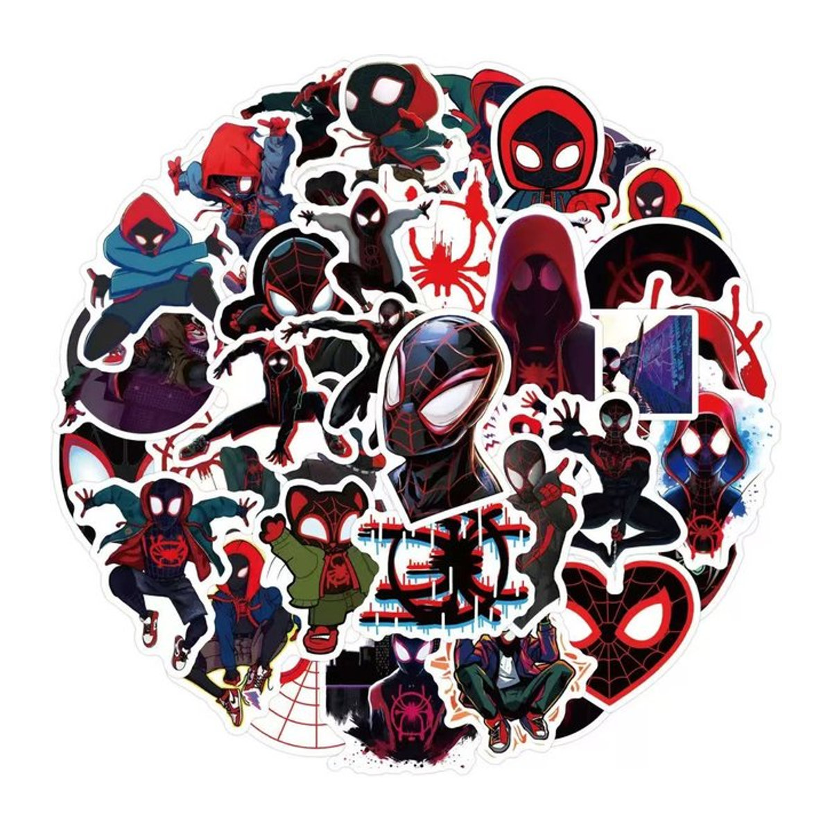 50 Stück Marvel Miles Morales Ultimative Spider-Man Aufkleber aus PVC, mehrfarbig, wasserfeste Cartoon Sticker für Skateboard, Gepäck und Kühlschrank - Bild 1