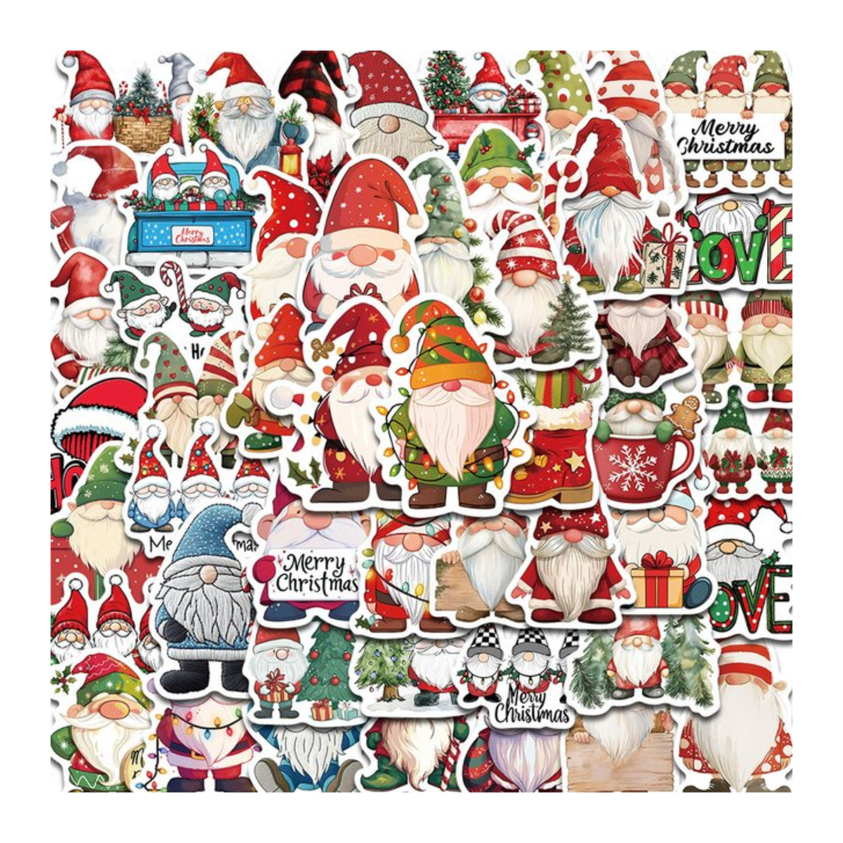 50 Stück PickJoy Weihnachts Aufkleber mit Wichtel-Motiv aus PVC, mehrfarbig, dekorative Wandaufkleber für Zuhause und Telefon - Bild 1