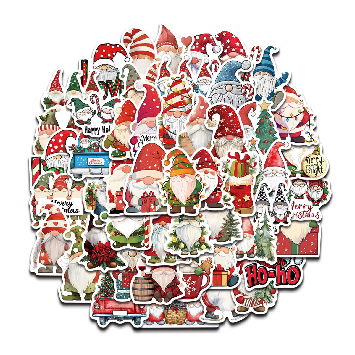 50 Stück PickJoy Weihnachts Aufkleber mit Wichtel-Motiv aus PVC, mehrfarbig, dekorative Wandaufkleber für Zuhause und Telefon - Bild 2