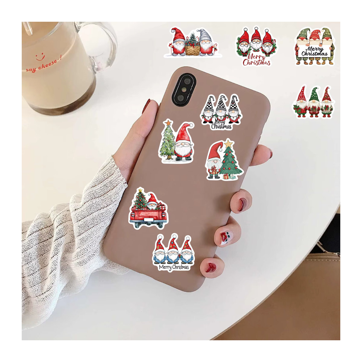 50 Stück PickJoy Weihnachts Aufkleber mit Wichtel-Motiv aus PVC, mehrfarbig, dekorative Wandaufkleber für Zuhause und Telefon - Bild 3