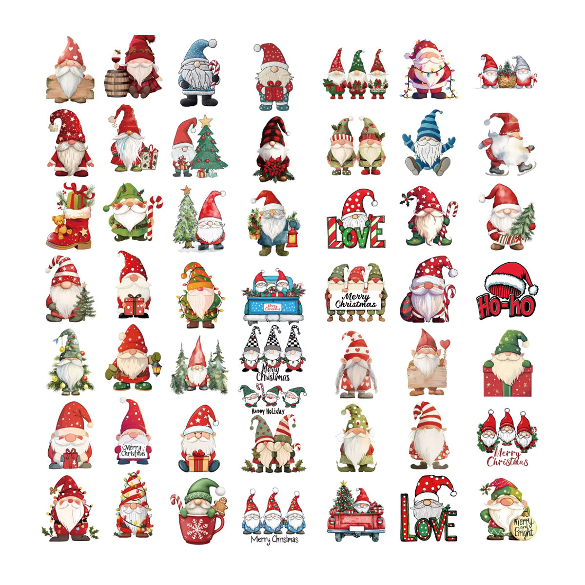 50 Stück PickJoy Weihnachts Aufkleber mit Wichtel-Motiv aus PVC, mehrfarbig, dekorative Wandaufkleber für Zuhause und Telefon - Bild 5