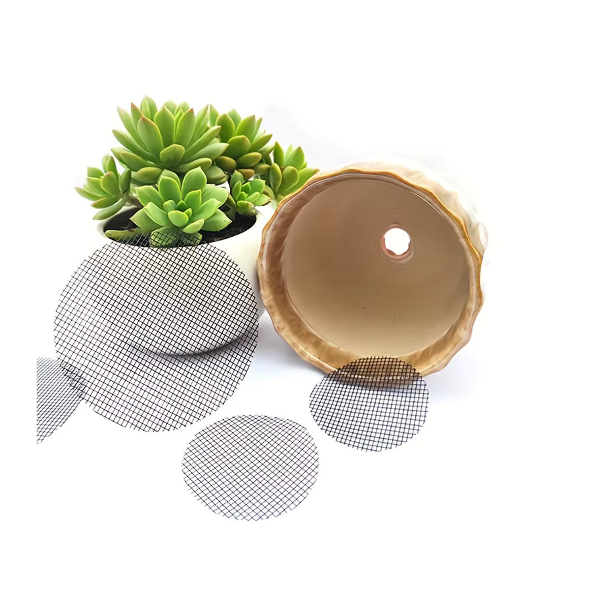 50 Stück runde Netz-Drainagesiebe für Blumentöpfe zur Vermeidung von Bodenverlust, ideal für Bonsai und Pflanzen-Drainage - Bild 2