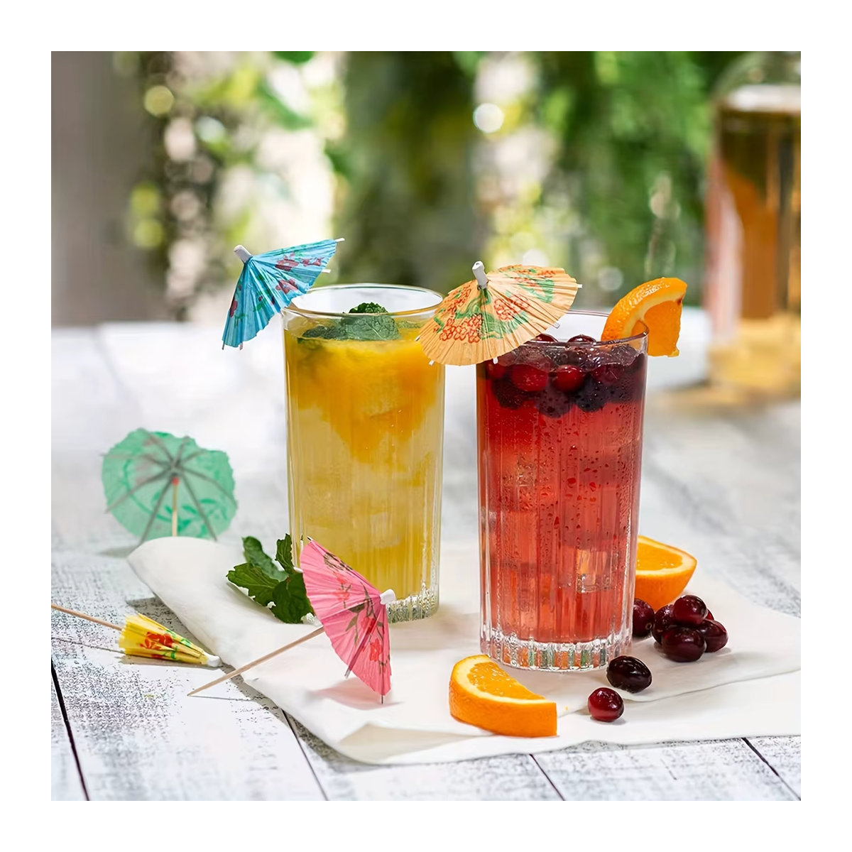 50 Stück Tropical Umbrella Roostertail Drink Picks aus Papier in Mehrfarbig für Hawaiianische Themenpartys und Sommerfeste - Bild 3