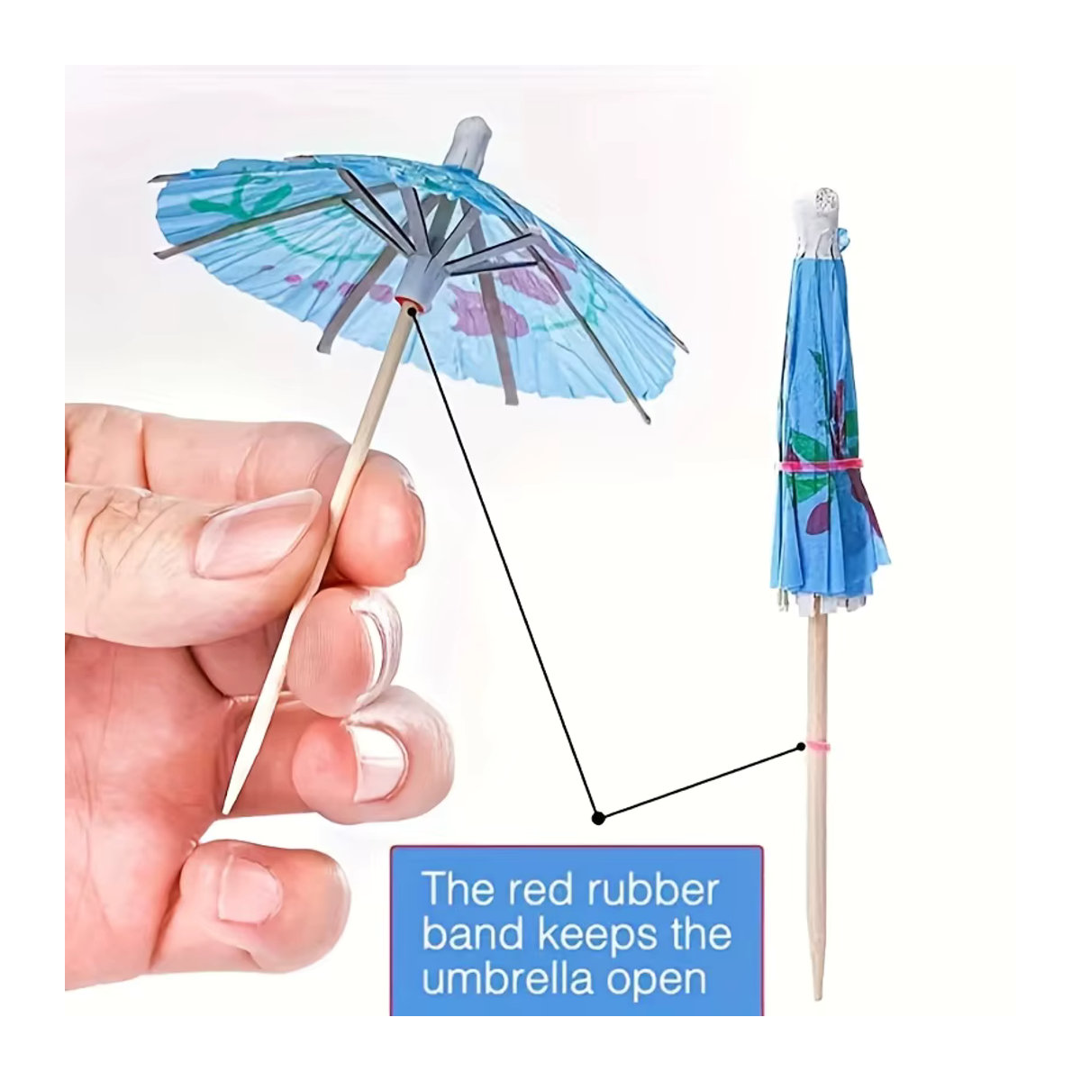 50 Stück Tropical Umbrella Roostertail Drink Picks aus Papier in Mehrfarbig für Hawaiianische Themenpartys und Sommerfeste - Bild 5