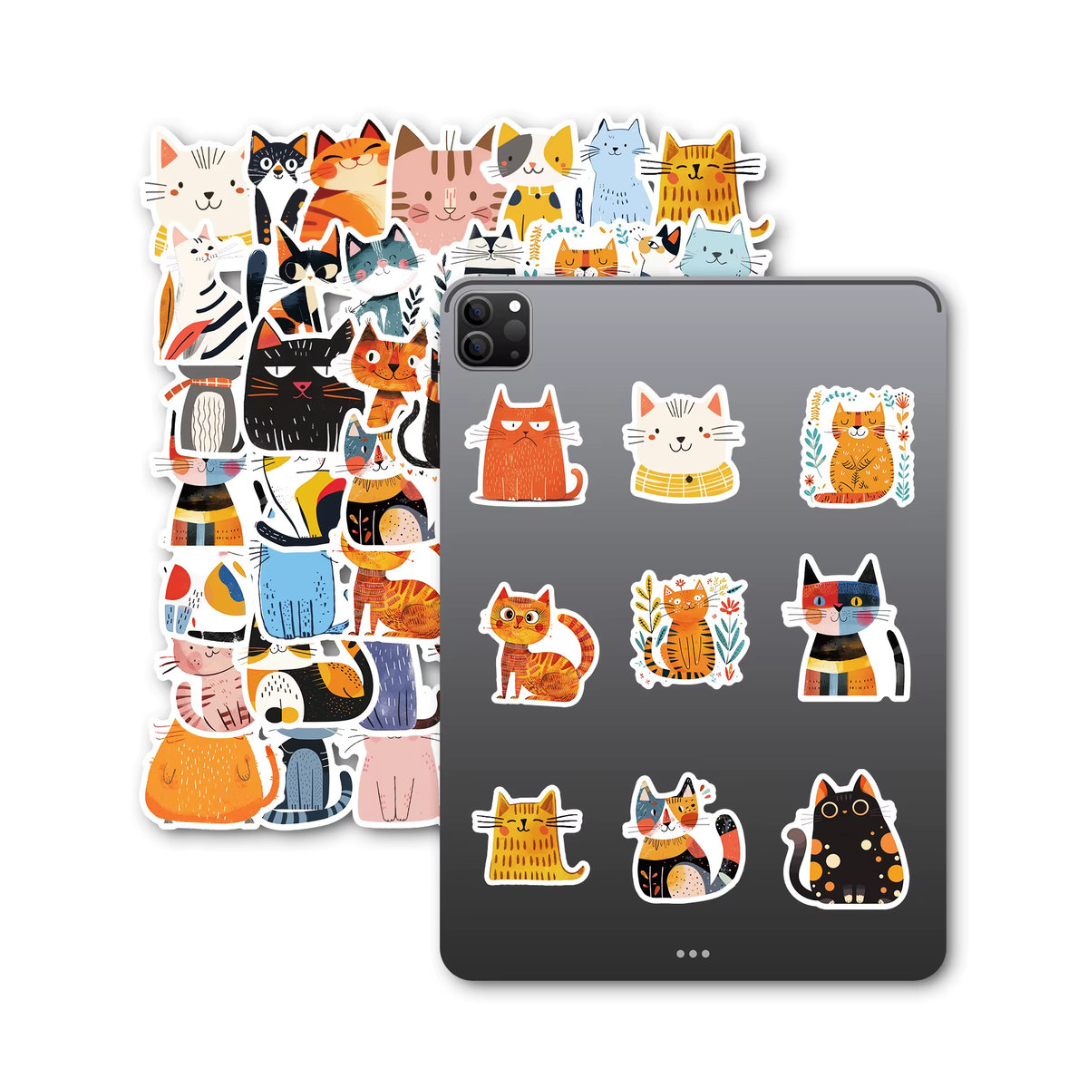 50 Stück Wasserfeste Cartoon-Katze Aufkleber von YIIMANNER in Mehrfarbig für DIY Dekoration von Notebook, Computer und Wasserbecher - Bild 3