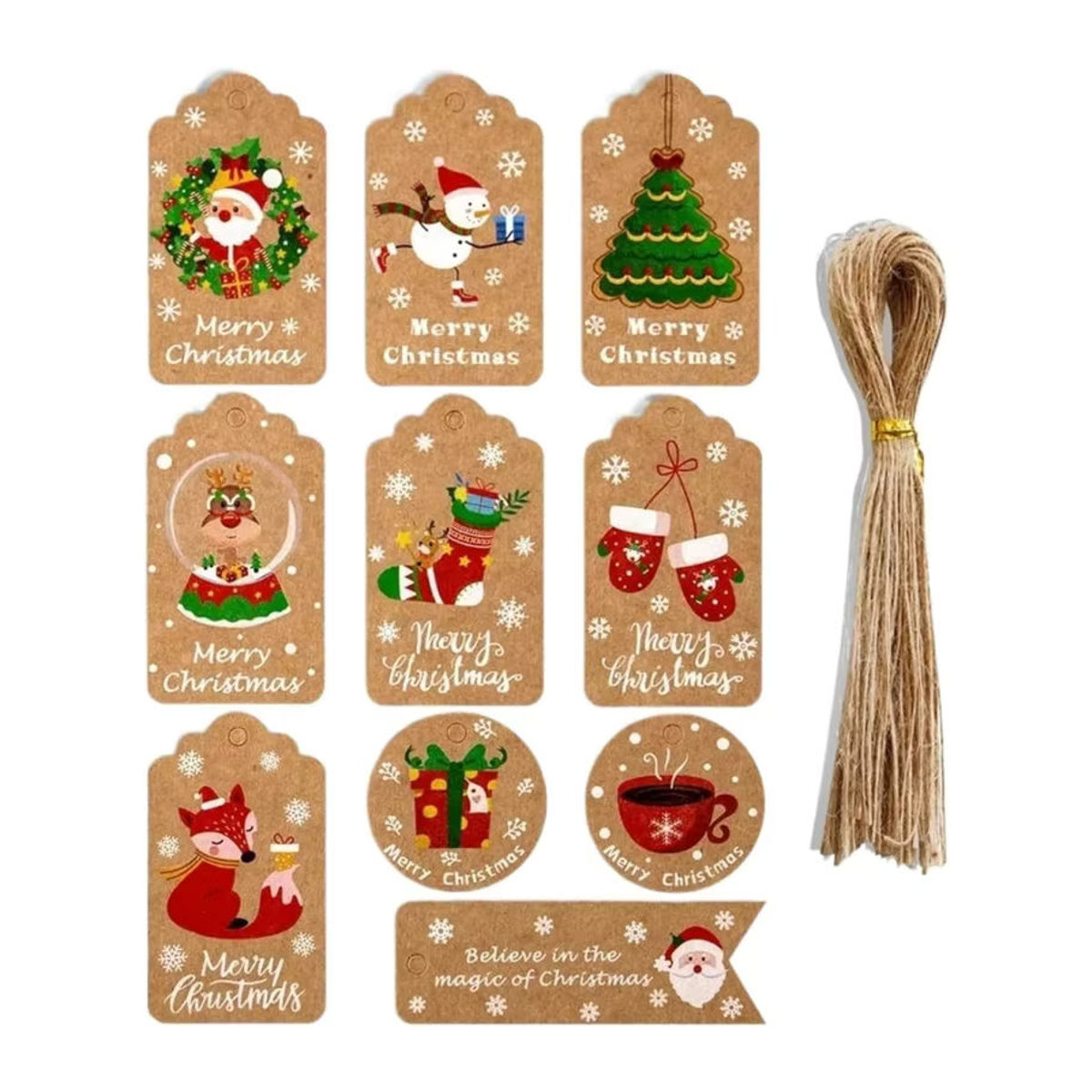 50 Stück Weihnachtsanhänger aus braunem Kraftpapier in rechteckiger Form für deine Weihnachtsdekoration - Bild 2