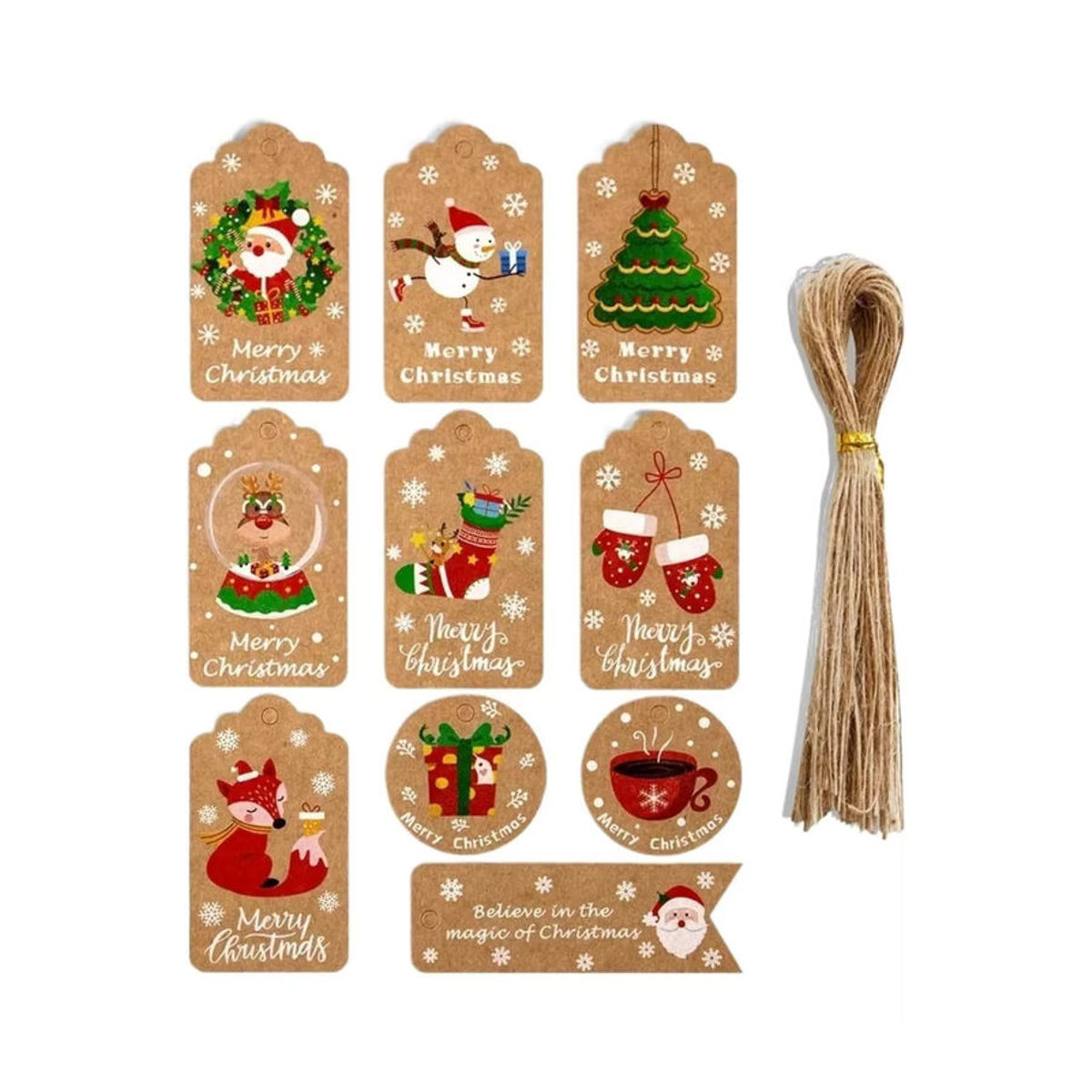 50 Stück Weihnachtsanhänger aus braunem Kraftpapier in rechteckiger Form für deine Weihnachtsdekoration - Bild 3