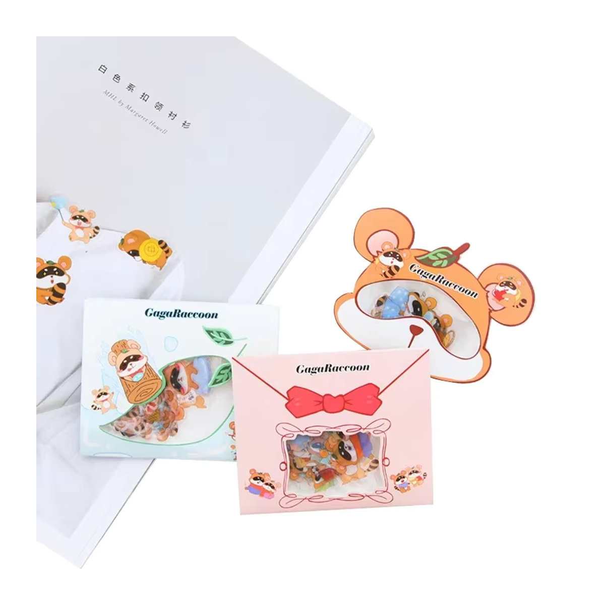50 Stück YCDBTH transparente Waschbär-Abziehbilder mit 4 verspielten Motiven in Mehrfarbig für Kinder - Bild 2