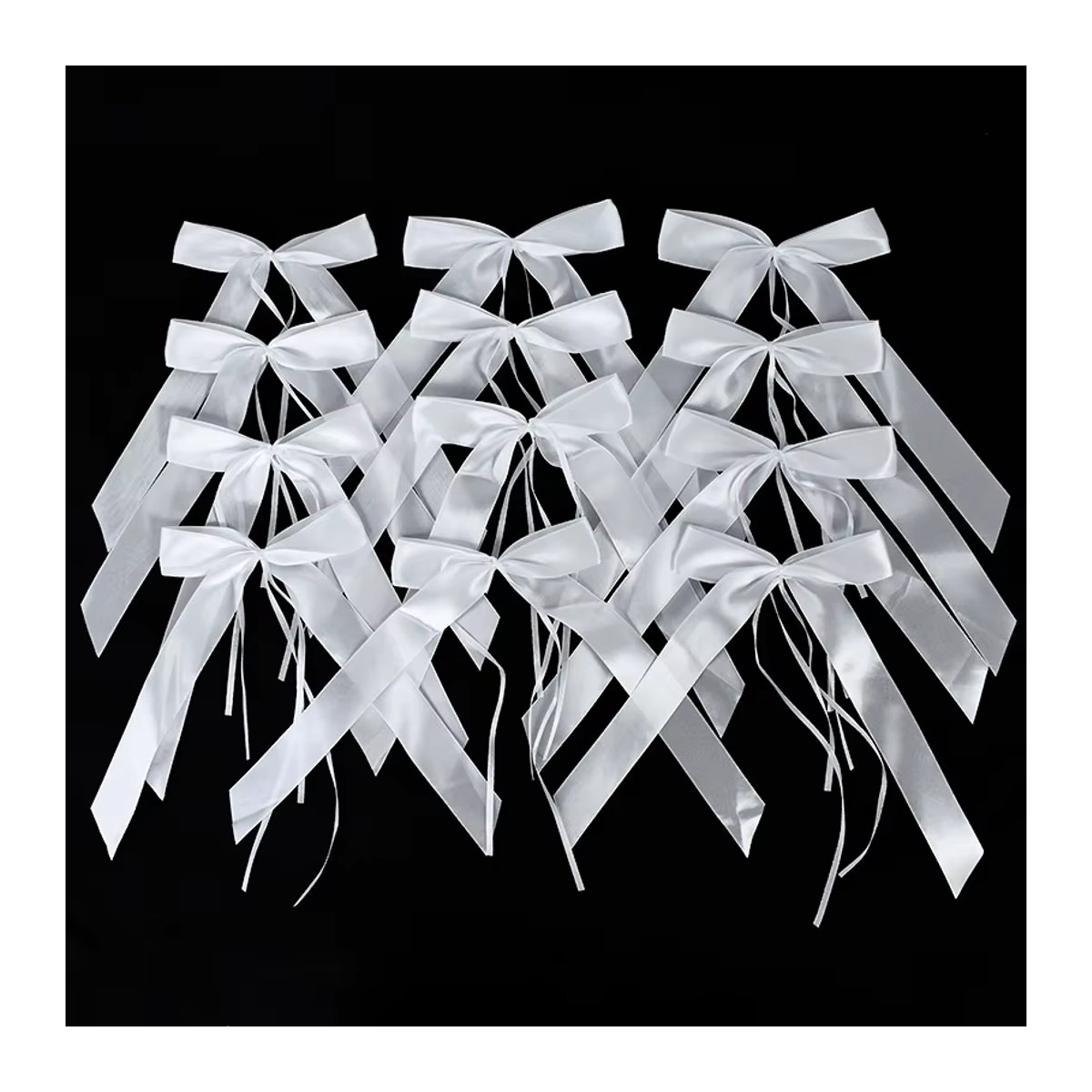 50 Stück ZQCXLD Satinband-Schleifen in Weiß und Beige für Hochzeitsdekorationen und DIY-Geschenkverpackungen - Bild 2
