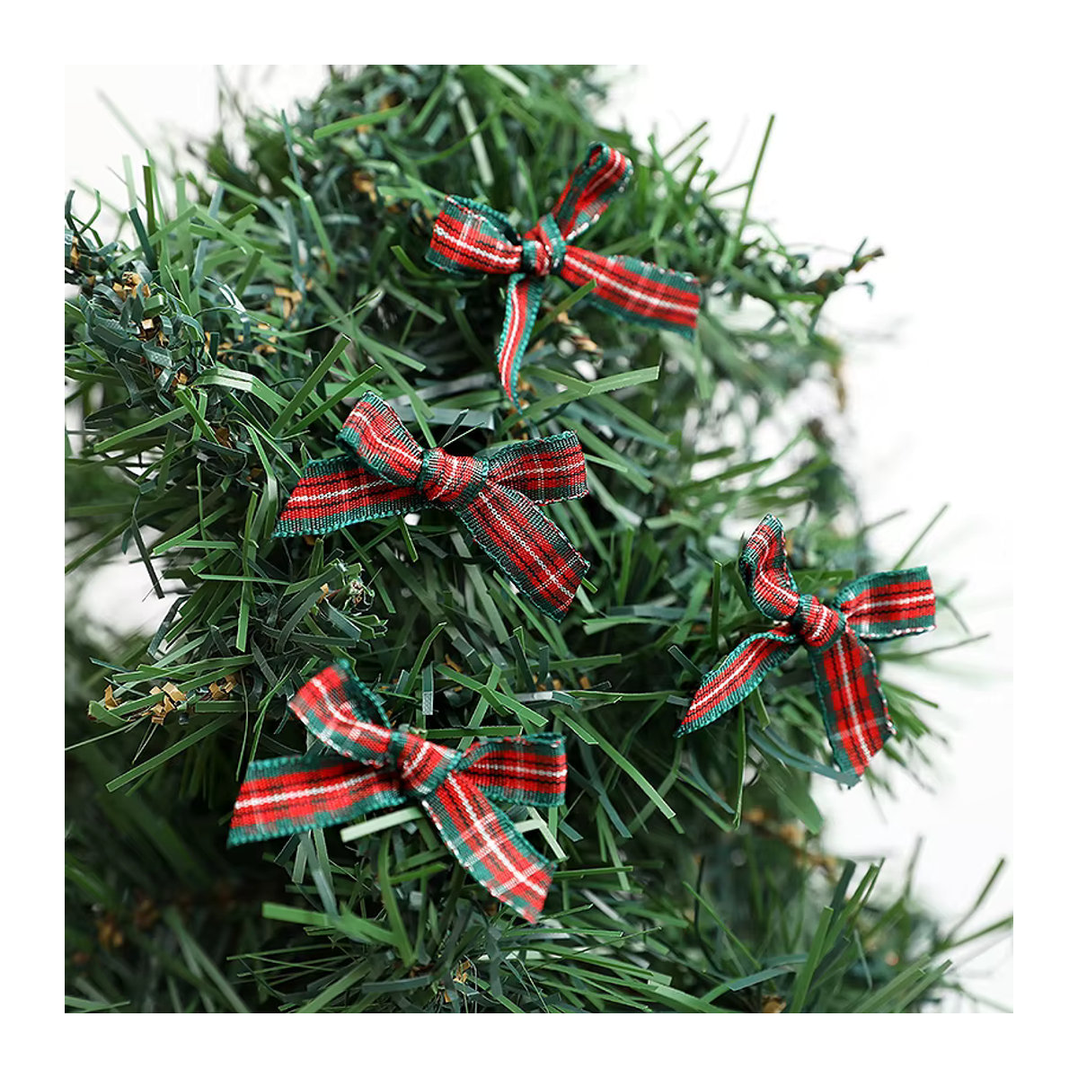 50 Stück ZQCXLD Weihnachts-Stoffschleifen in Rot und Grün mit Karomuster als Dekorationsmaterial für Weihnachtsbaum, Kopfbedeckung und Scrapbooking - Bild 2