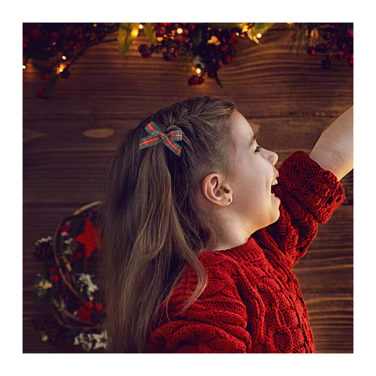50 Stück ZQCXLD Weihnachts-Stoffschleifen in Rot und Grün mit Karomuster als Dekorationsmaterial für Weihnachtsbaum, Kopfbedeckung und Scrapbooking - Bild 5