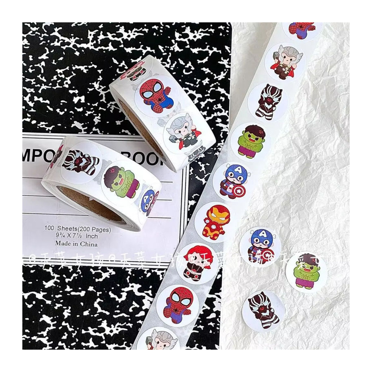 500 Stück Avengers Motiv Aufkleber Set, runde Dekoration mit Hulk, Iron Man und Stahl, mehrfarbig, ideales Geschenk für Kinder - Bild 1