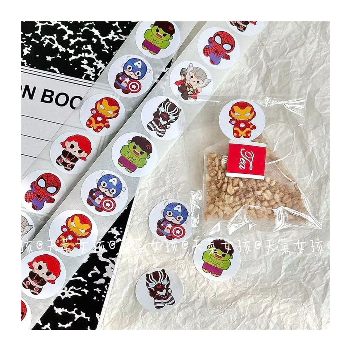 500 Stück Avengers Motiv Aufkleber Set, runde Dekoration mit Hulk, Iron Man und Stahl, mehrfarbig, ideales Geschenk für Kinder - Bild 2