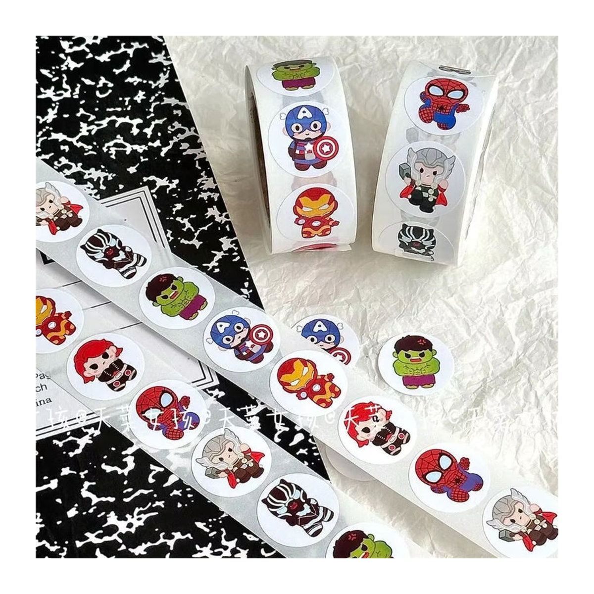 500 Stück Avengers Motiv Aufkleber Set, runde Dekoration mit Hulk, Iron Man und Stahl, mehrfarbig, ideales Geschenk für Kinder - Bild 4