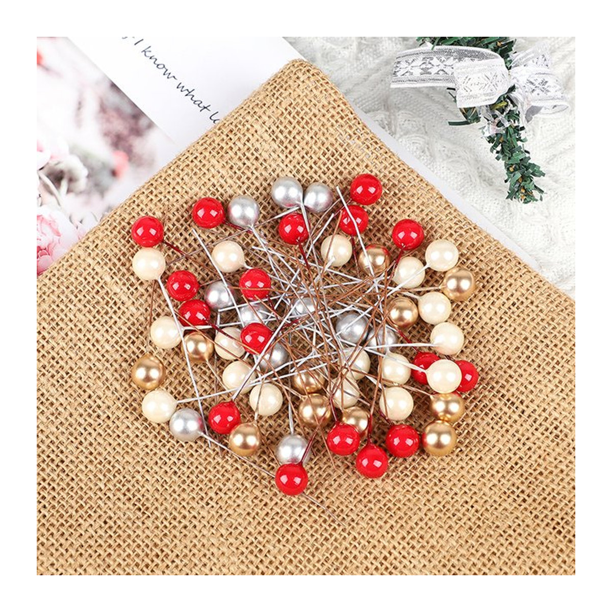 50er Set ZQCXLD Künstliche Rote Kirschen aus Kunststoff mit Perlglanz für Hochzeit, Weihnachten und DIY-Dekoration - Bild 1