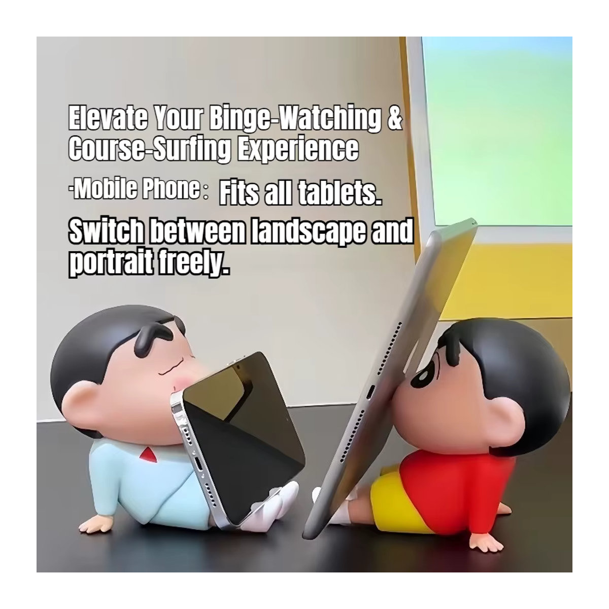 52TOYS Crayon Shin Chan Anime Handyhalterung und Tablet-Ständer als Desktop-Ornament aus Kunststoff in Blau und Mehrfarbig - Bild 2