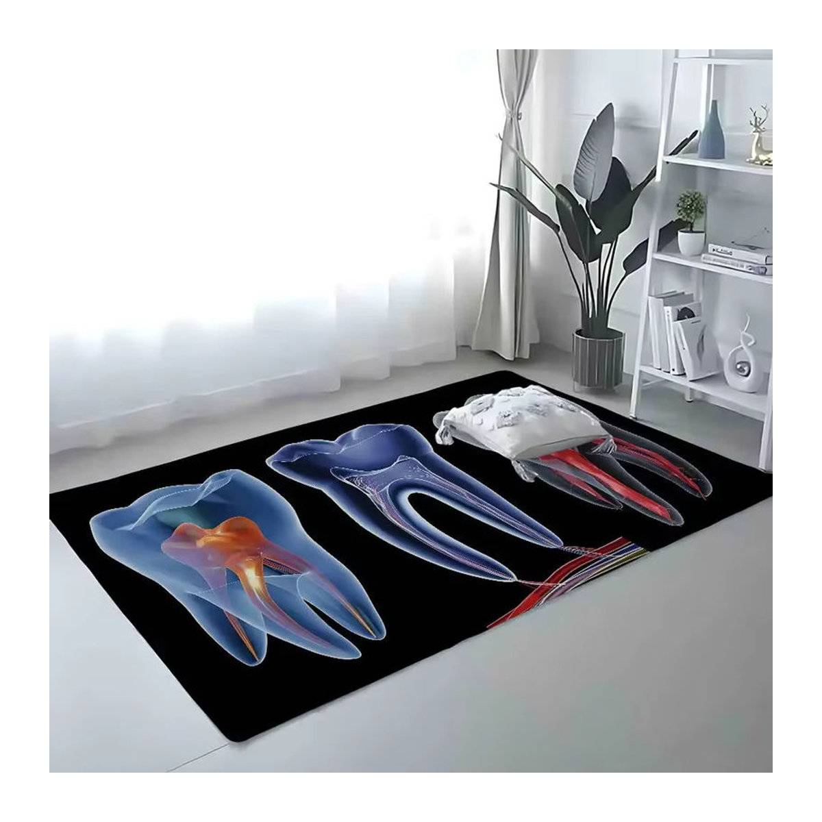 52TOYS Flanell-Fußmatte mit Zahnarzt-Motiv in Schwarz für Badezimmer und Wohnzimmer - Bild 2