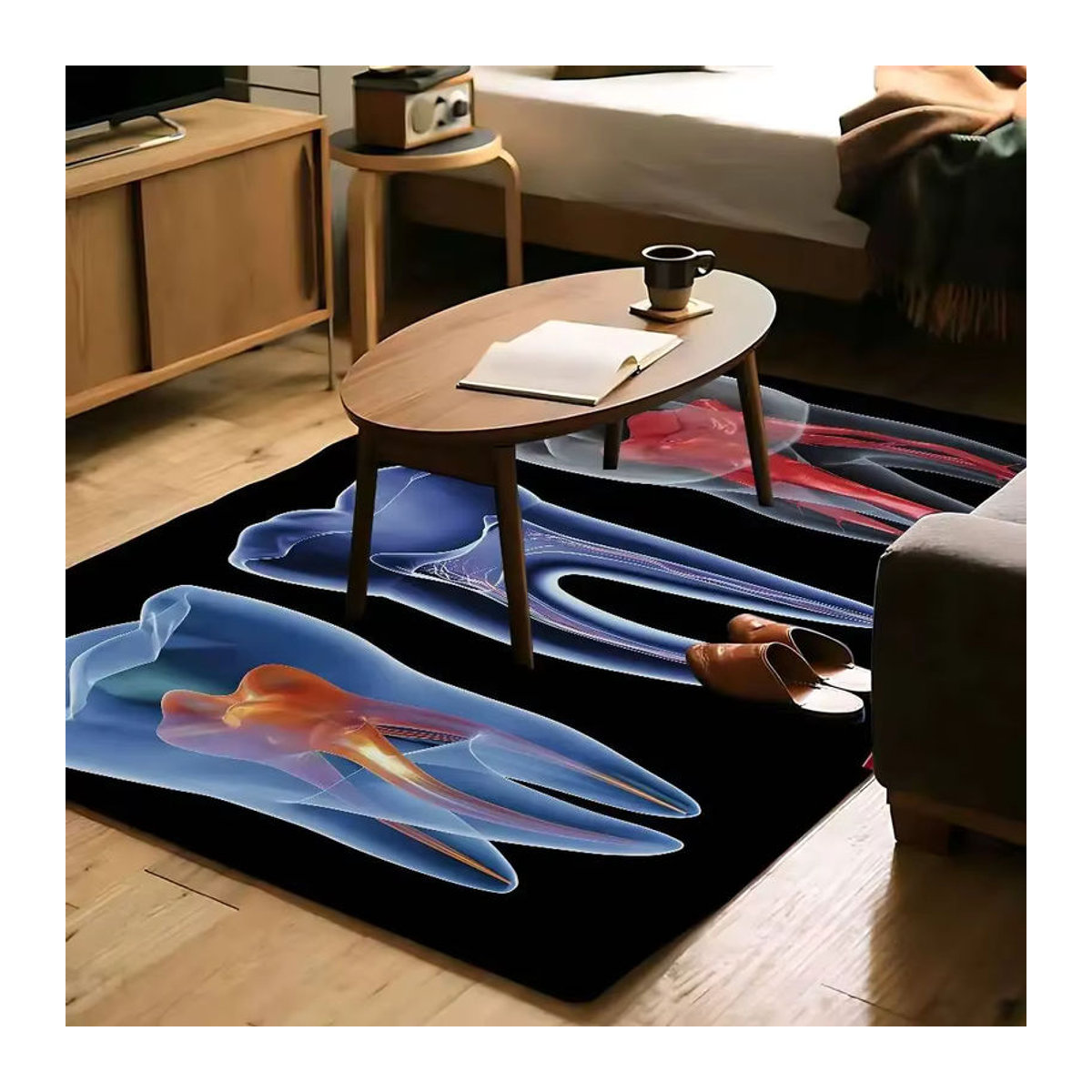 52TOYS Flanell-Fußmatte mit Zahnarzt-Motiv in Schwarz für Badezimmer und Wohnzimmer - Bild 3