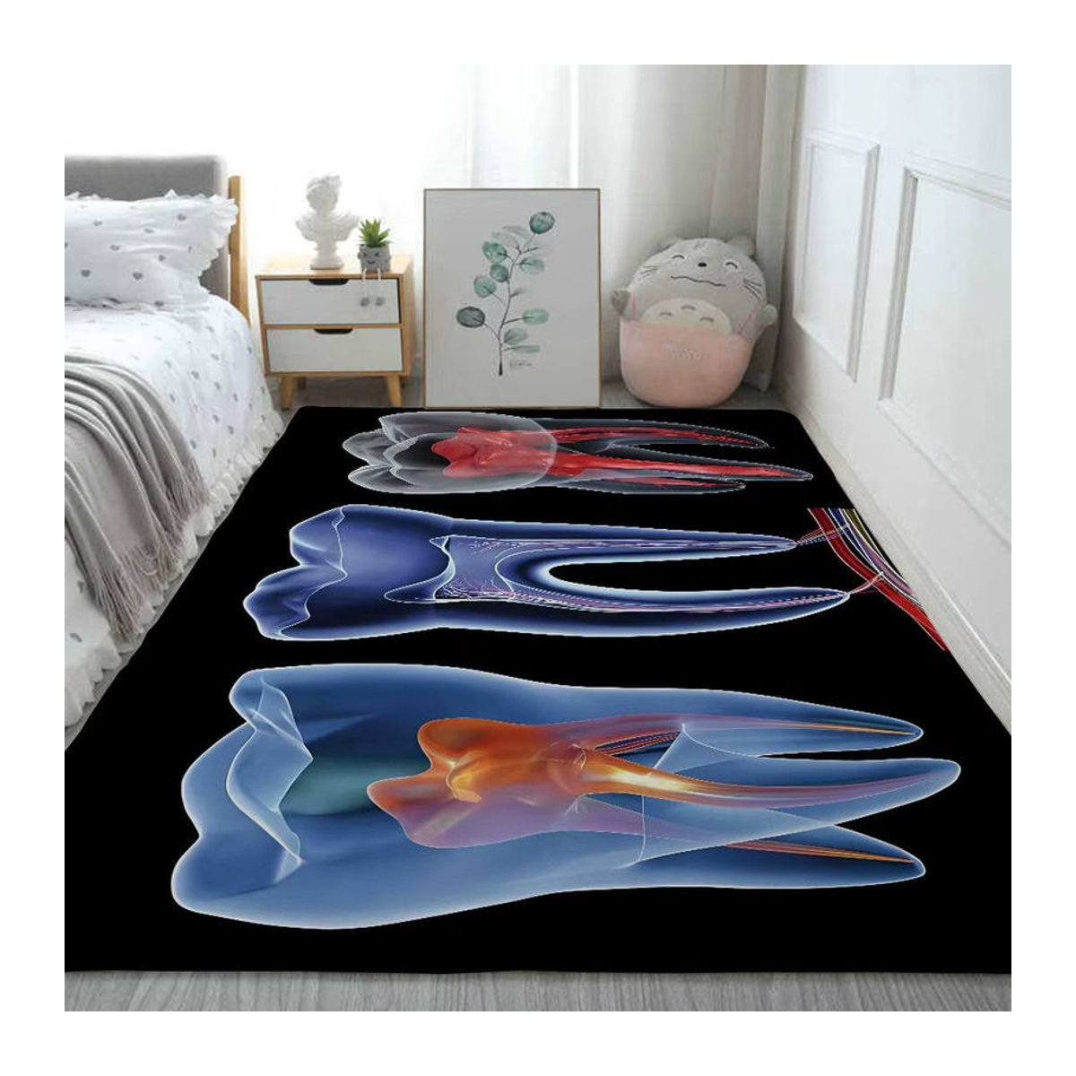 52TOYS Flanell-Fußmatte mit Zahnarzt-Motiv in Schwarz für Badezimmer und Wohnzimmer - Bild 4