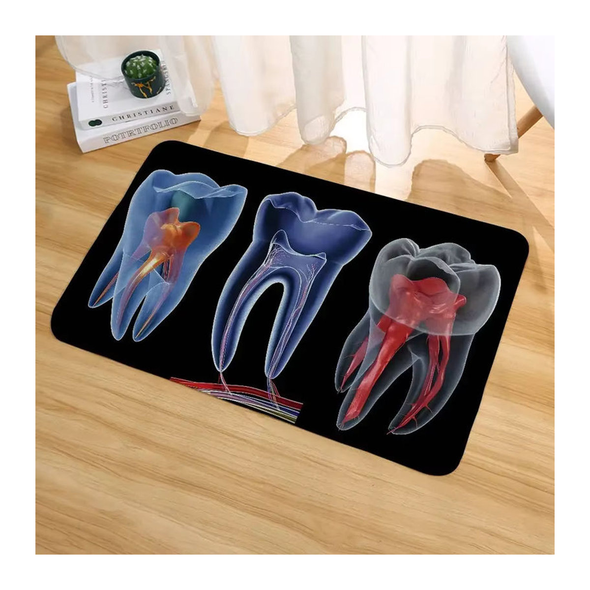 52TOYS Flanell-Fußmatte mit Zahnarzt-Motiv in Schwarz für Badezimmer und Wohnzimmer - Bild 5