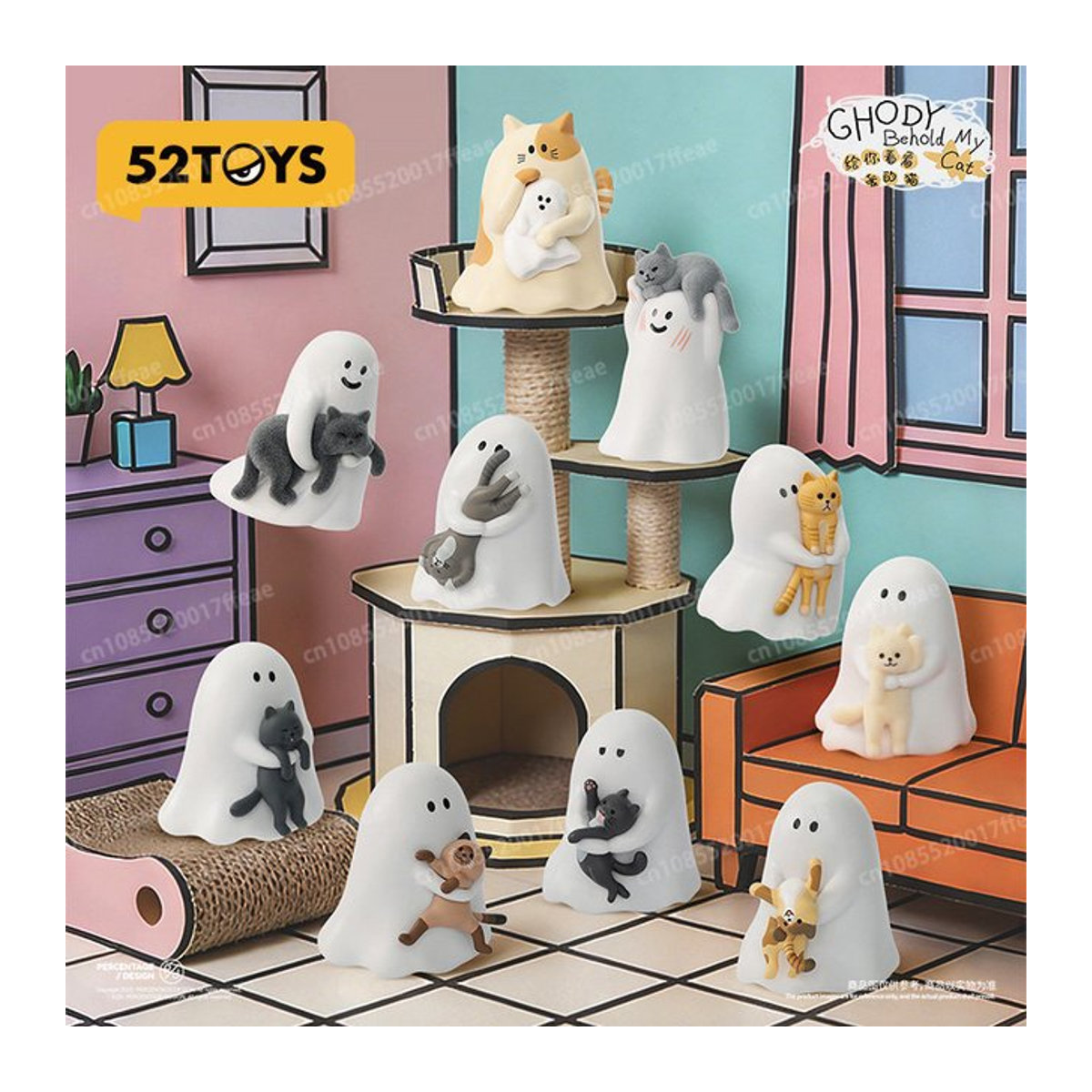 52toys Ghody Behold My Cat Serie Blind Box mit nachtleuchtenden Katzenfiguren in Weiß - Bild 1