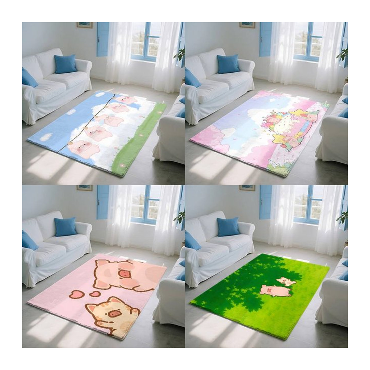 52TOYS Kawaii Schwein Lulu Fußmatte in Mehrfarbig für Wohnzimmer und Eingangsbereich mit Anti-Slip-Funktion - Bild 1