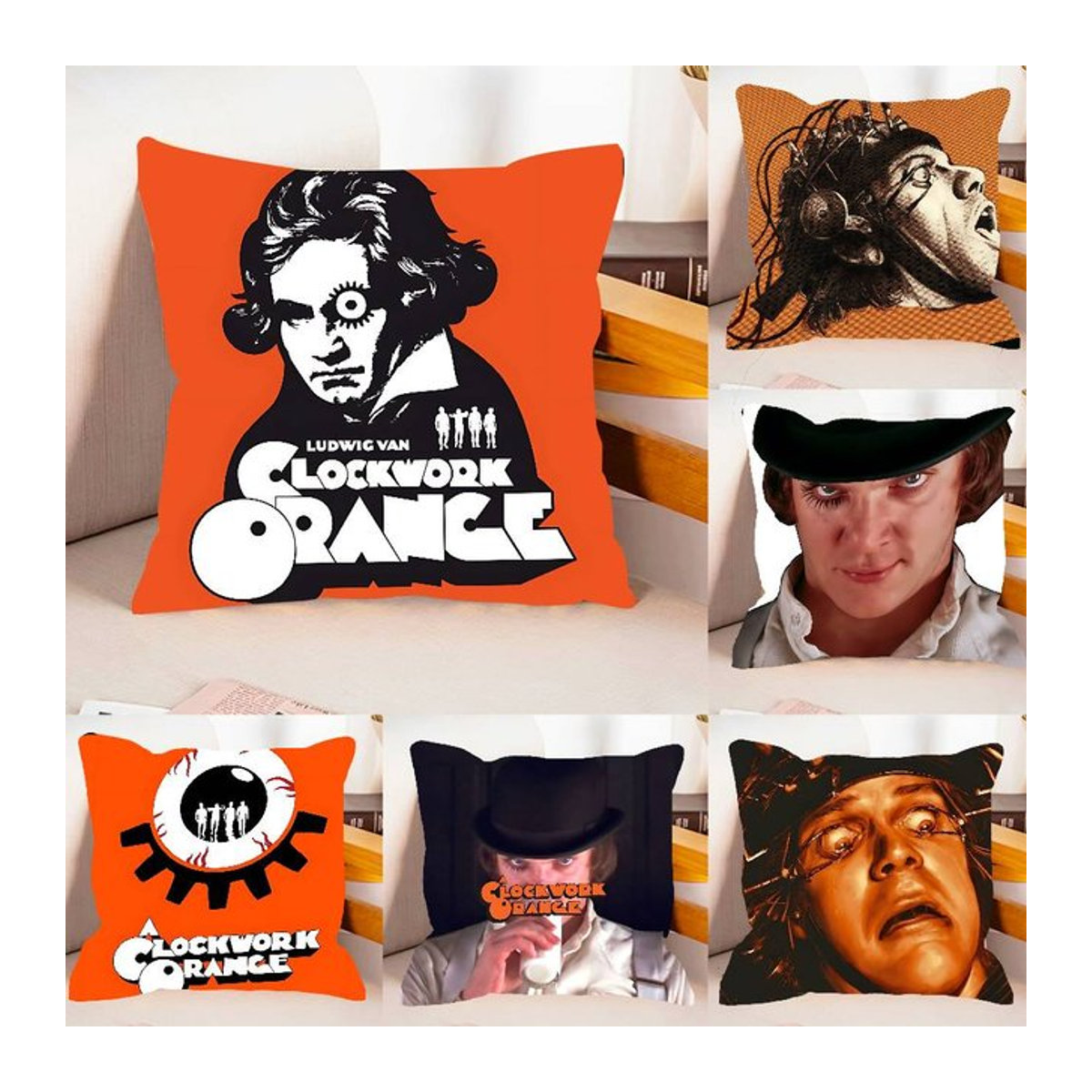 52TOYS Kissenbezug A Clockwork Orange mit bedrucktem Muster in Orange - Bild 1