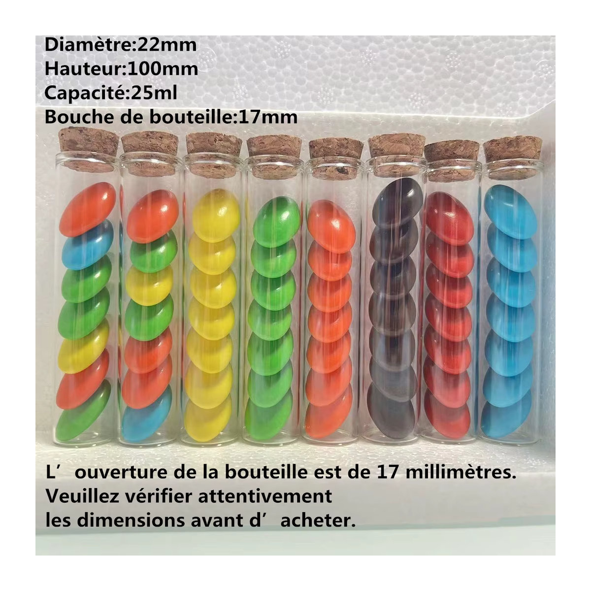 54er Set transparente Glas-Reagenzgläser für Hochzeit und Dragees, B: 17 mm, T: 22 mm, H: 100 mm, 20 ml Fassungsvermögen - Bild 3