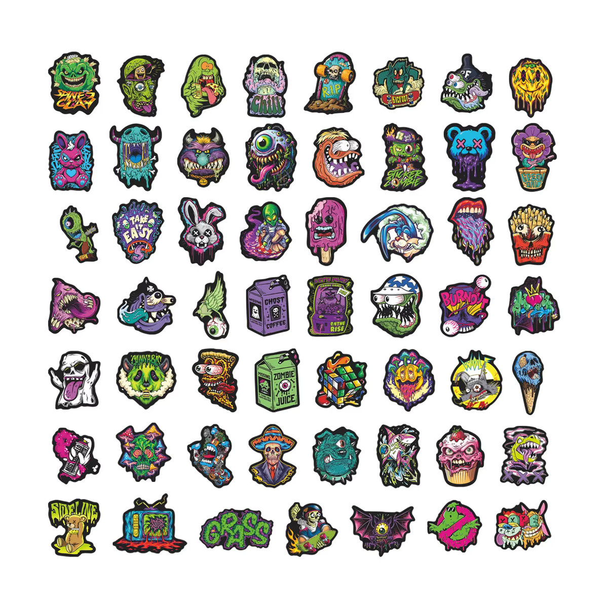 55 Stück Gothic Geistergesicht und Totenkopf Sticker Set von AnimeWorlds Store in Mehrfarbig für Halloween und Aesthetic Deko - Bild 2