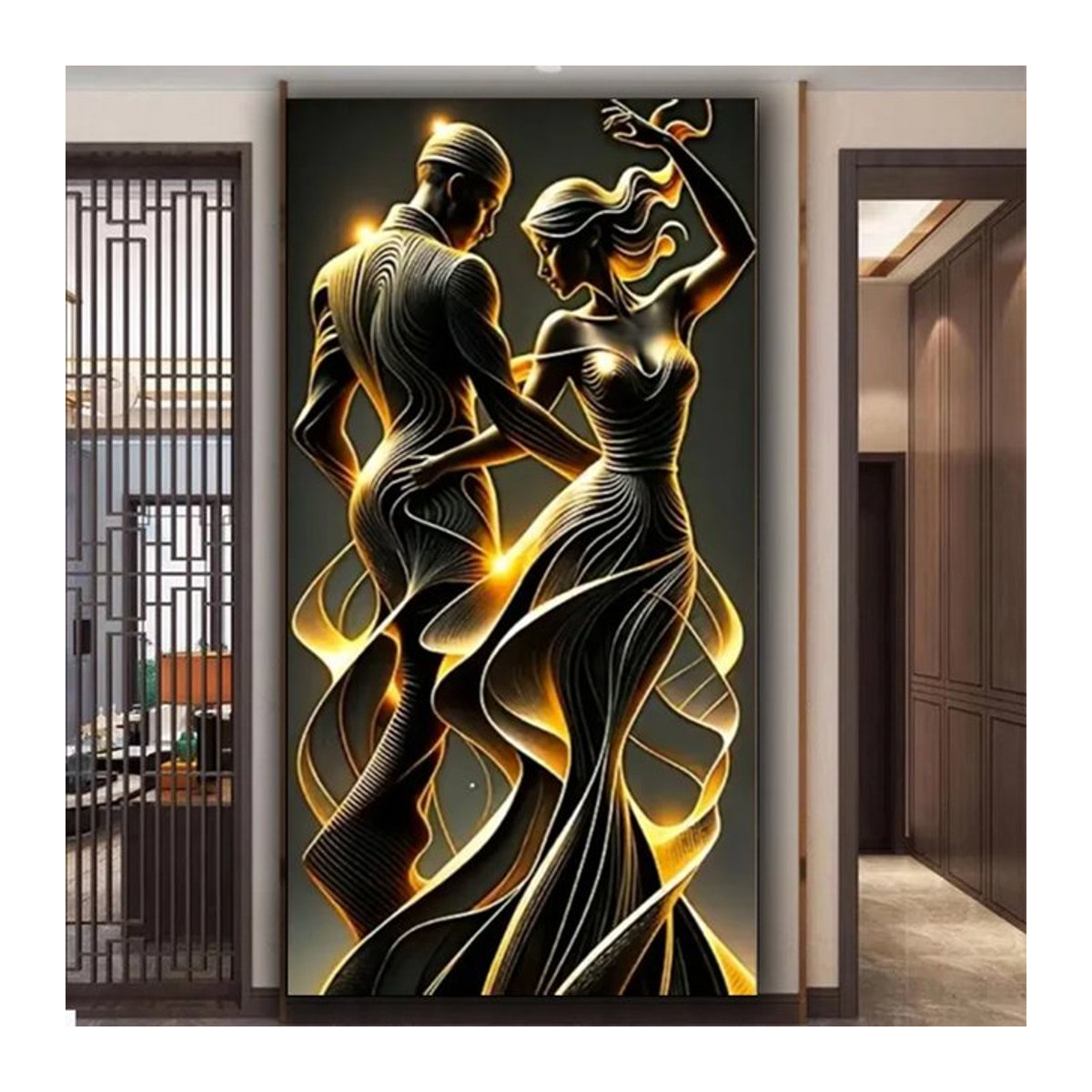 5D-Diamantgemälde Calvert zum Selbermachen mit tanzendem Paar in Gold, Mosaik-Bild für die Heimdekoration - Bild 1