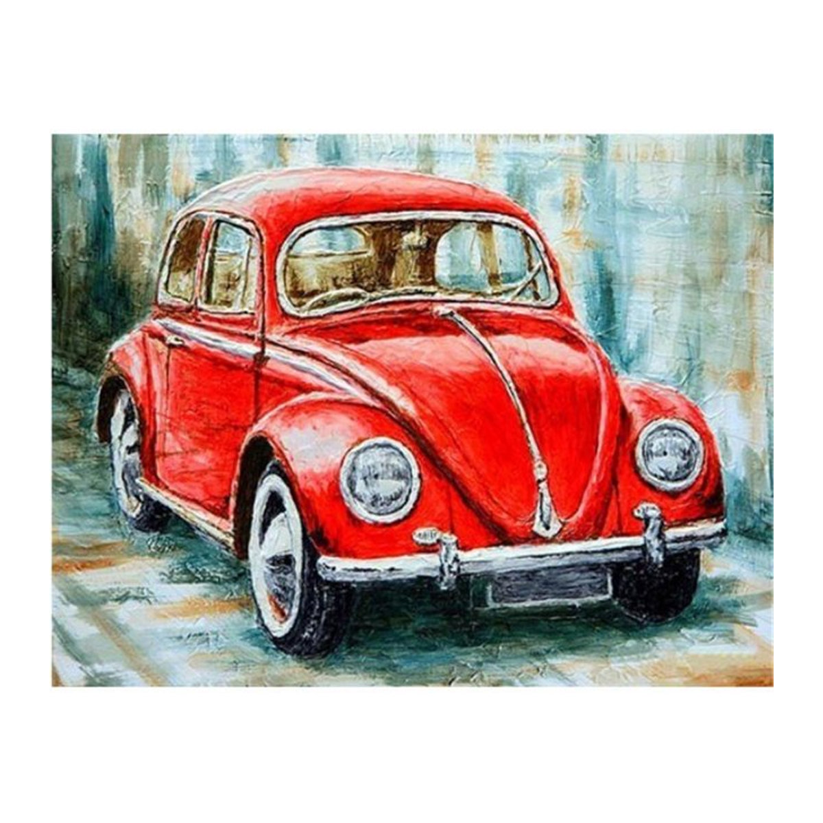 5D Diamantgemälde zum Selbermachen Klassischer Oldtimer, rund, mehrfarbig, B: 40 cm, H: 50 cm - Bild 1