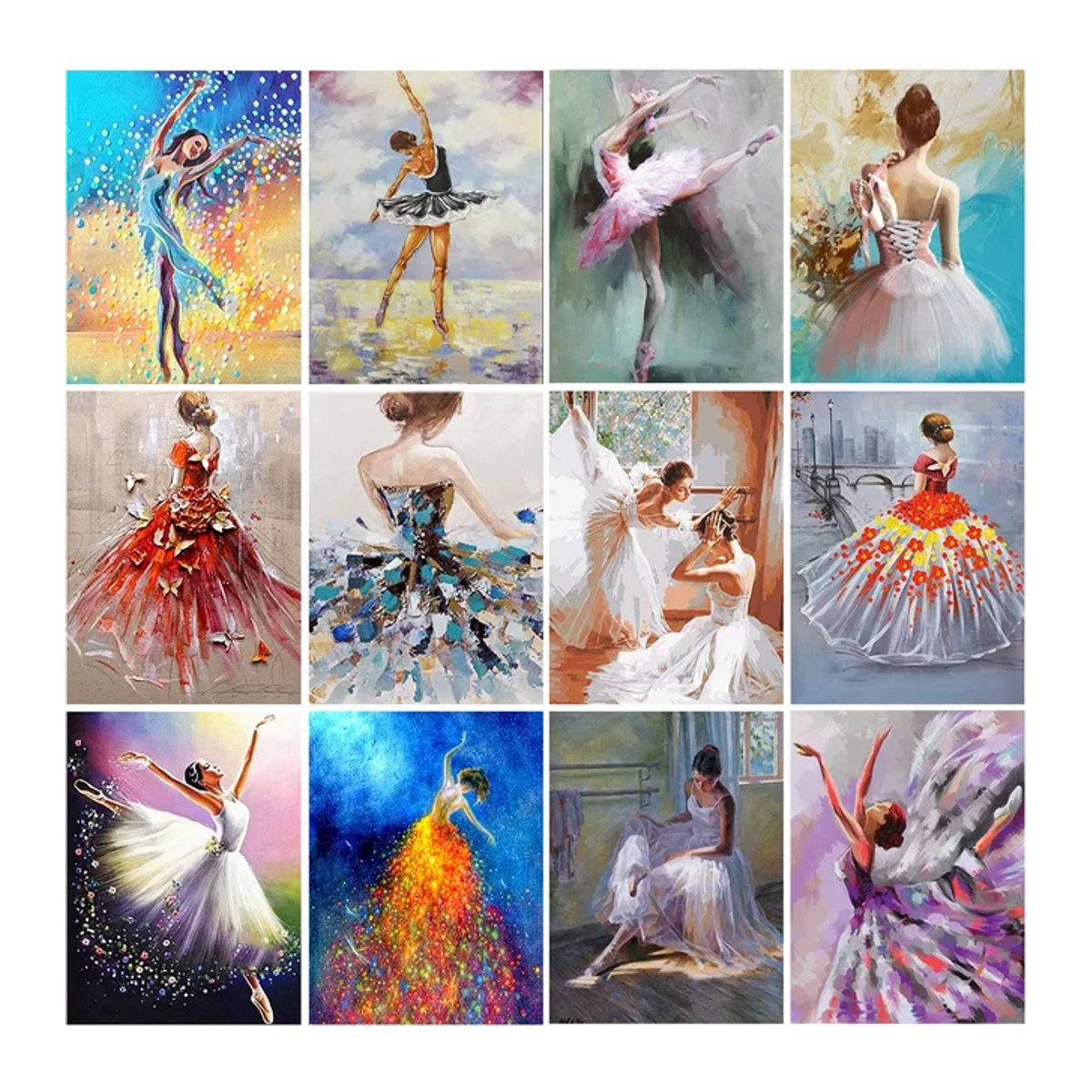 5D Diamantmalerei Ballerina Porträt DIY Diamantmosaik als Kreuzstich Kunstwerk von YUTTEE, mehrfarbig, B/H: 30 x 30 cm - Bild 1