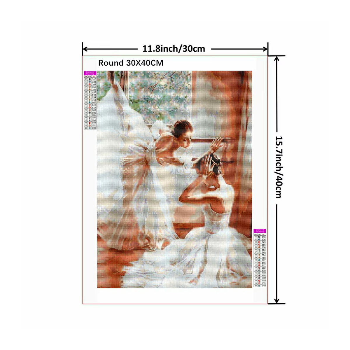 5D Diamantmalerei Ballerina Porträt DIY Diamantmosaik als Kreuzstich Kunstwerk von YUTTEE, mehrfarbig, B/H: 30 x 30 cm - Bild 2