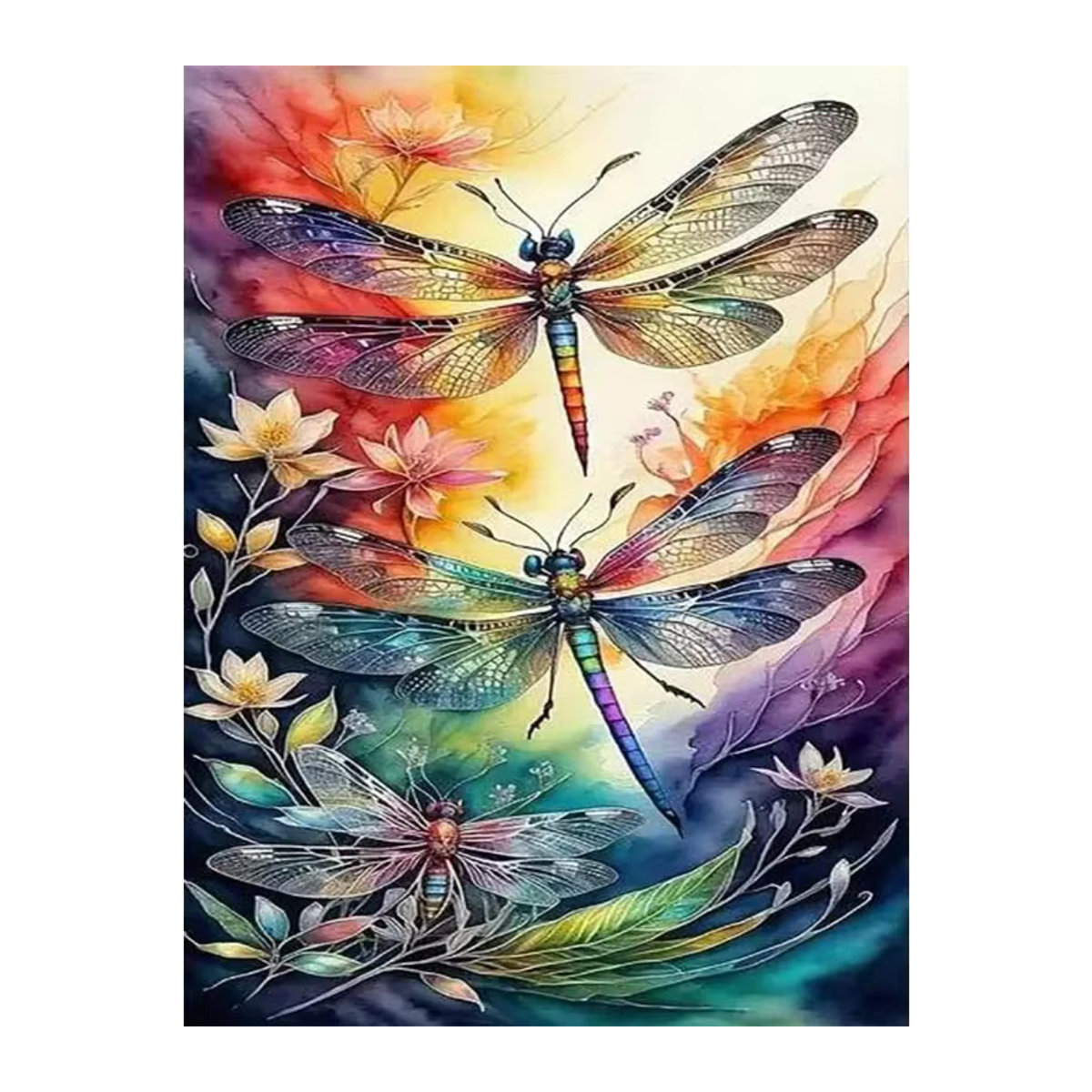5D DIY Diamantmalerei mit fliegenden Libellen als Kreuzstich-Set in Mehrfarbig - Bild 5