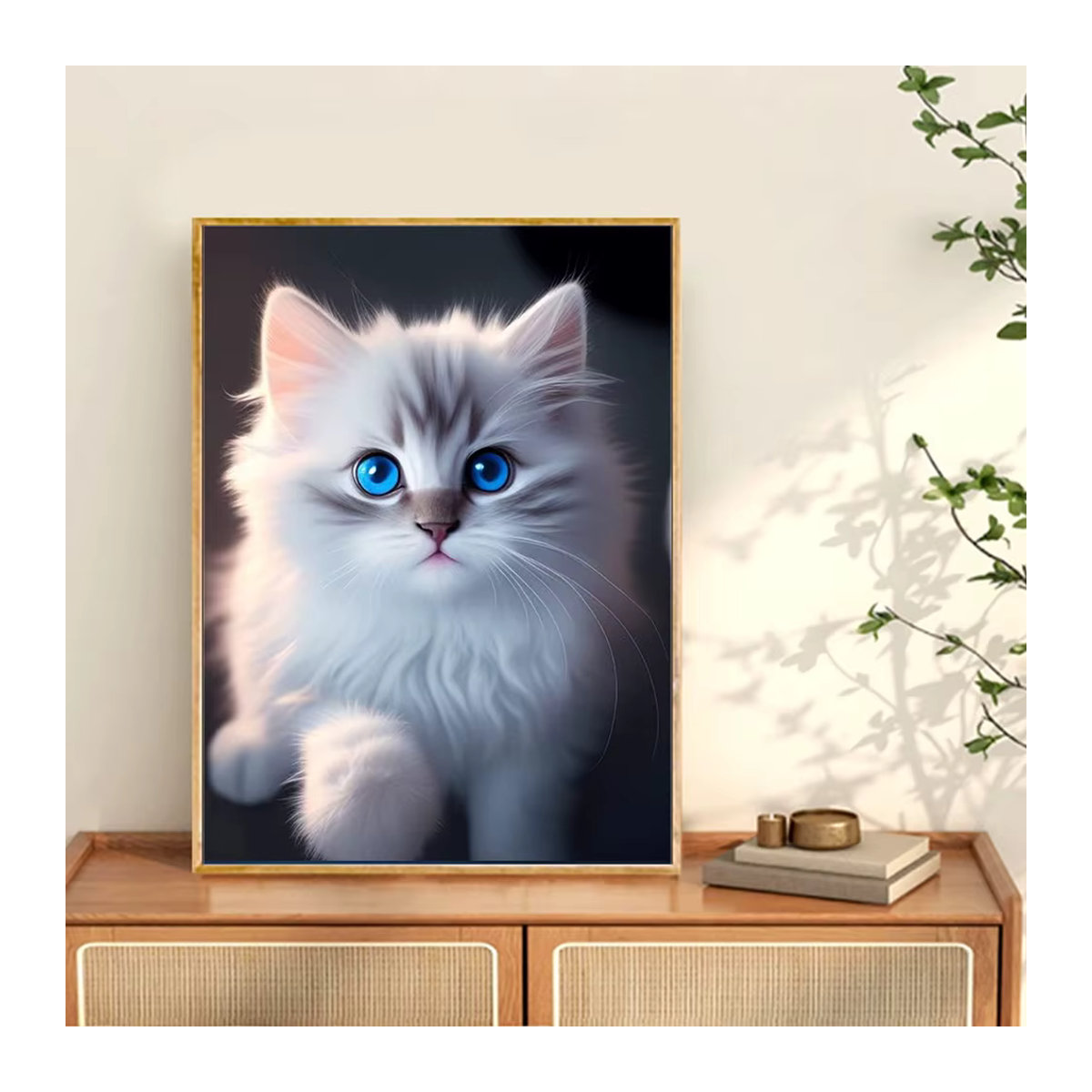 5D DIY Diamantmalerei Set mit Katzenmuster in Weiß - Bild 3