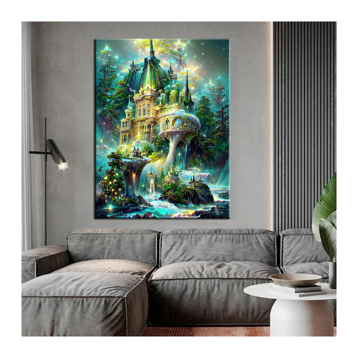 5D DIY Diamantstickerei Fantasie Schloss im Wald als Kreuzstich-Malerei, mehrfarbig, B/H: 30 x 40 cm - Bild 2