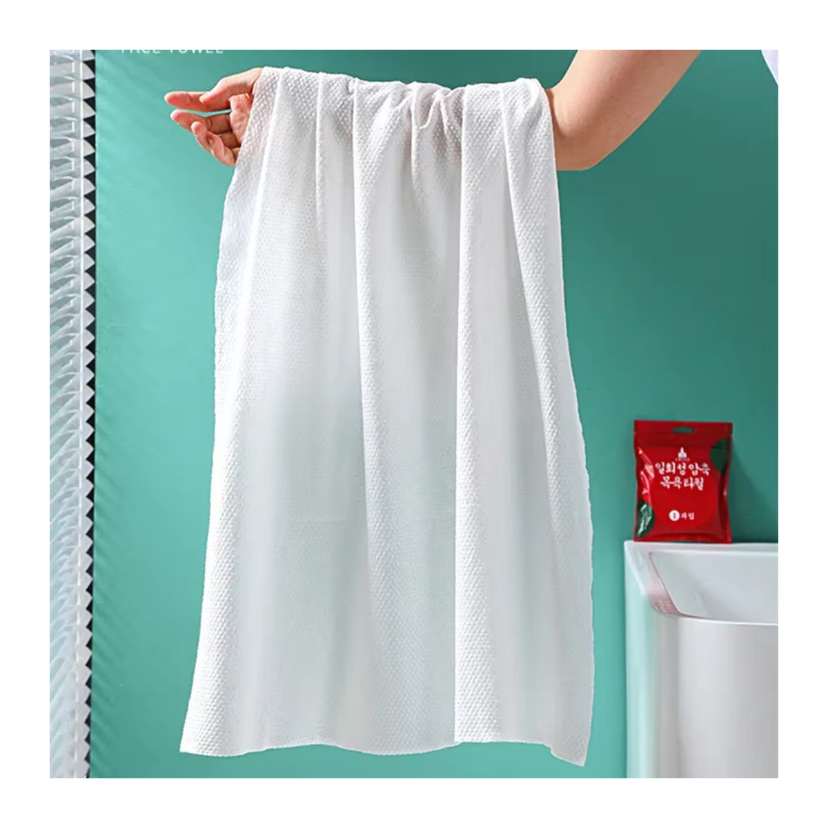 5er Set AWECOZEZQ Reise Handtücher aus Baumwolle, weiß, B: 70 cm, L: 140 cm - Bild 2