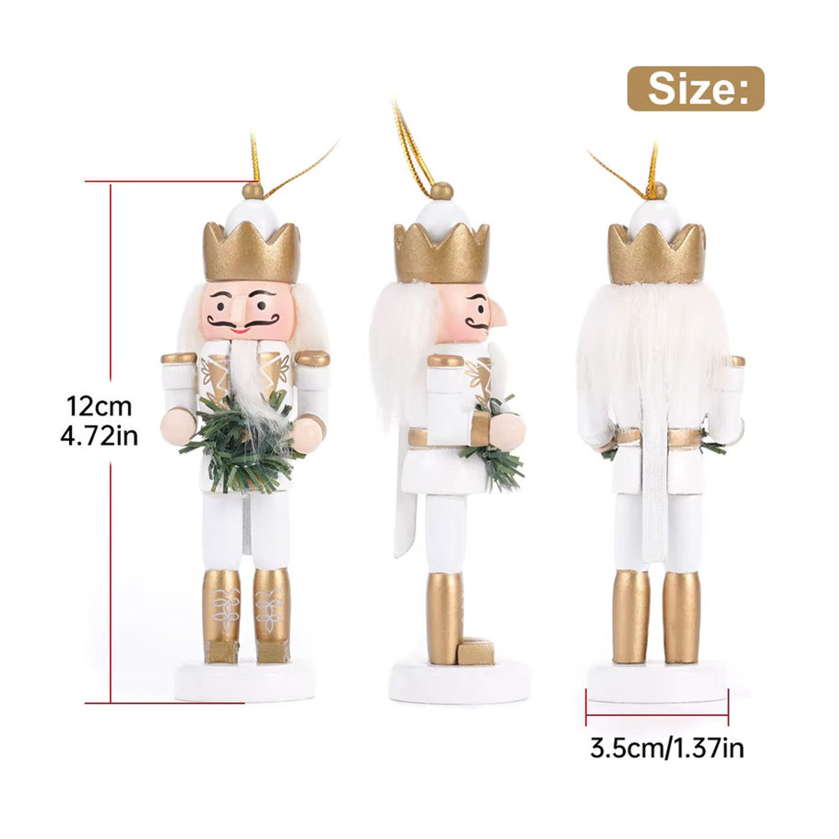 5er Set bunte Nussknacker aus Holz als Weihnachts-Hängeornamente, Höhe: 12 cm - Bild 2