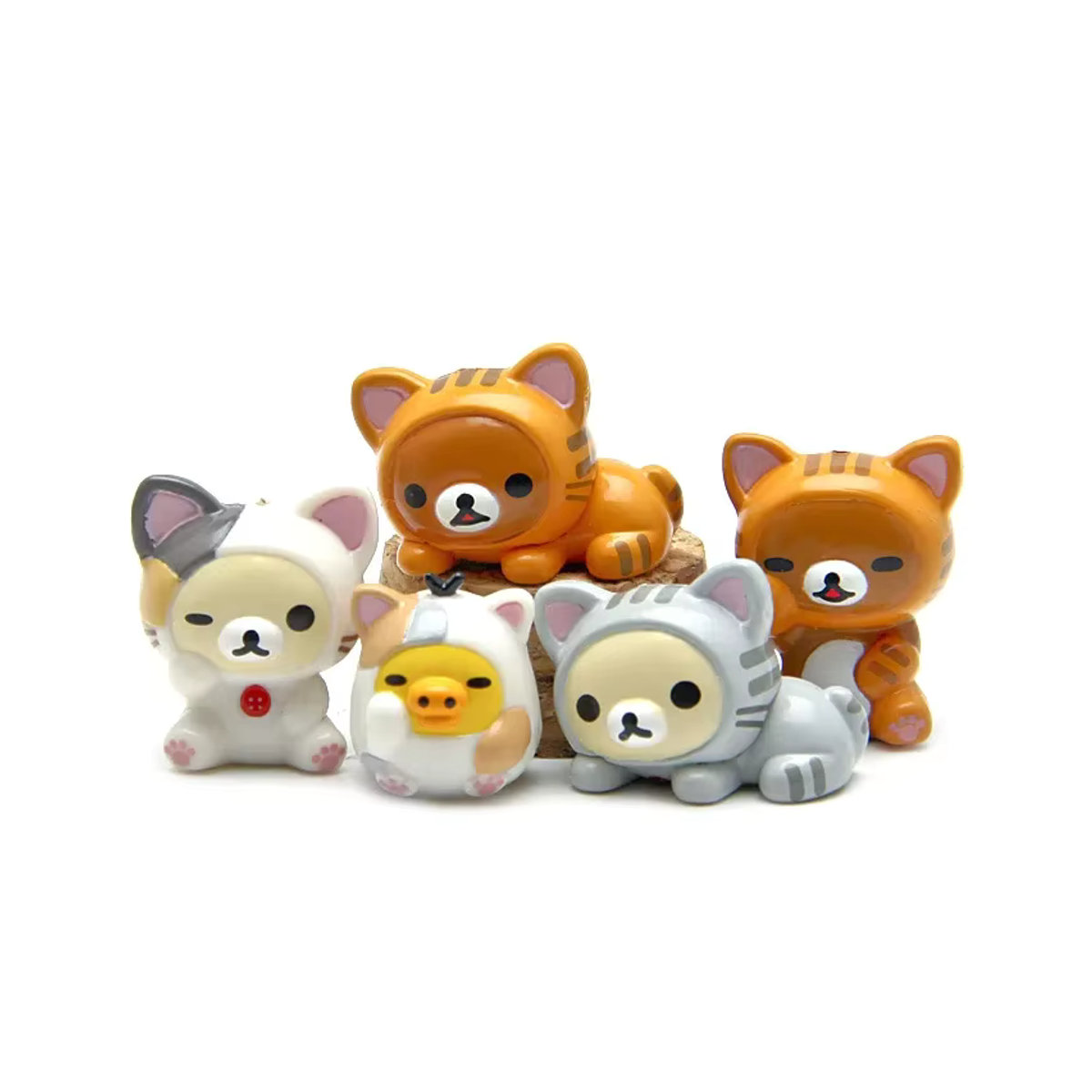 5er Set DOMIO Rilakkuma Bär Cartoon Actionfiguren aus Kunststoff, mehrfarbig, Größe: 1-3 cm - Bild 2