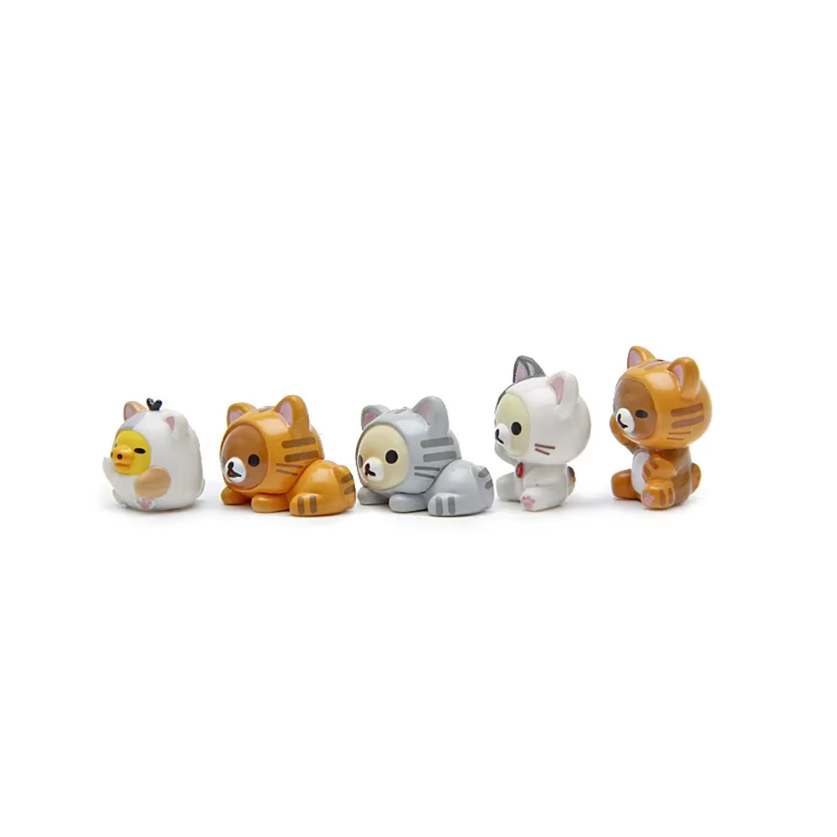 5er Set DOMIO Rilakkuma Bär Cartoon Actionfiguren aus Kunststoff, mehrfarbig, Größe: 1-3 cm - Bild 3