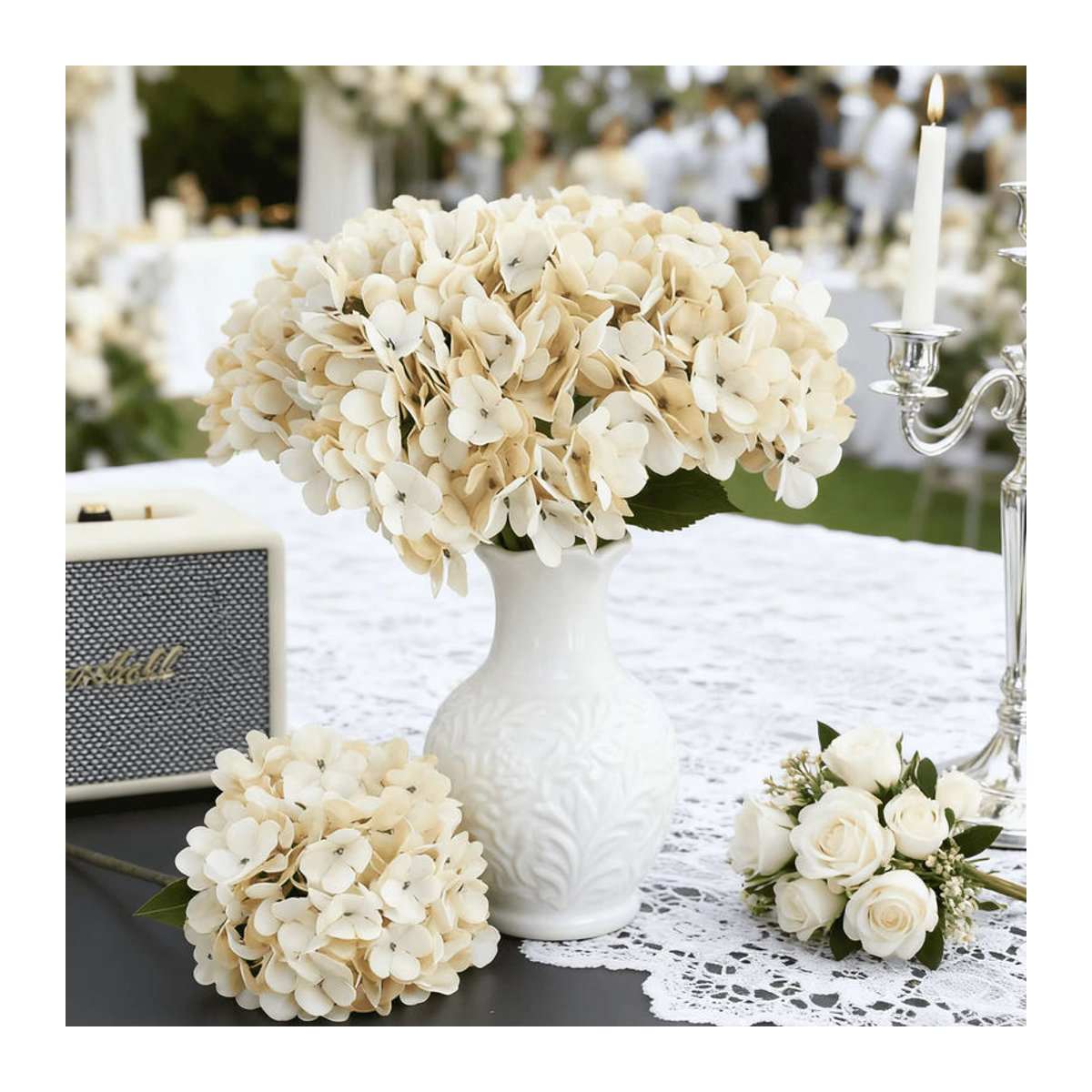 5er Set künstliche Hortensien aus Seide in Lila und Mehrfarbig von smr zur Dekoration für Hochzeit und Zuhause - Bild 2