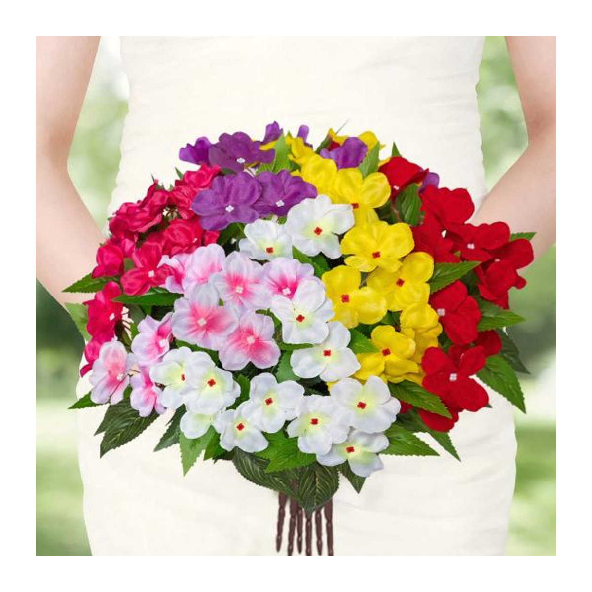 5er Set künstliche Impatiens-Blumensträuße in Blackcurrant, UV-beständige Kunstseidenblumen für den Außenbereich, Garten und Fensterkasten, mehrfarbig - Bild 6