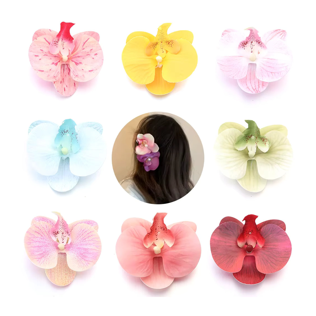 5er Set Künstliche Phalaenopsis Orchideen-Blütenköpfe in Mehrfarbig und Blau für DIY-Dekorationen - Bild 2