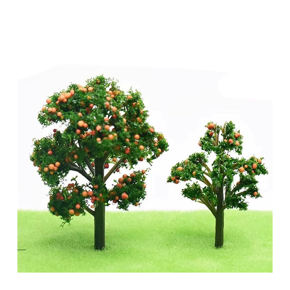 5er Set Kunststoff Obstbäume in Rot und Grün für Garten-Modellbau, Eisenbahn-Landschaften und Miniatur-Wargames - Bild 2