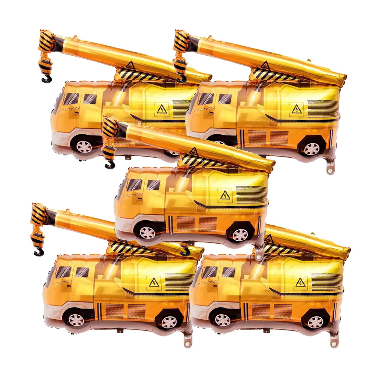 5er Set Luftballons mit Bau-Motiven wie Bagger, Kran und Gabelstapler in Mehrfarbig für Kindergeburtstage von LQVYI - Bild 2